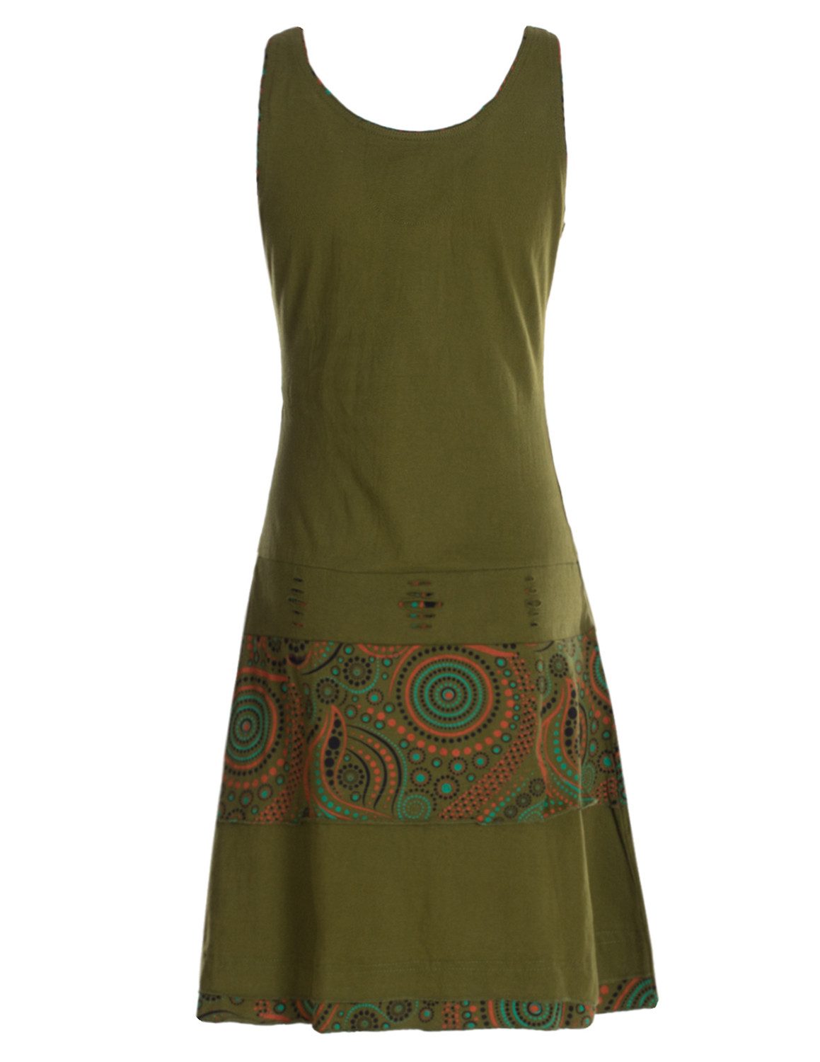 Vishes Sommerkleid Damen Trägerkleid Jersey Ethno-Print Cutwork Alternative Mode, Boho, Hippie, Ethno, Festival