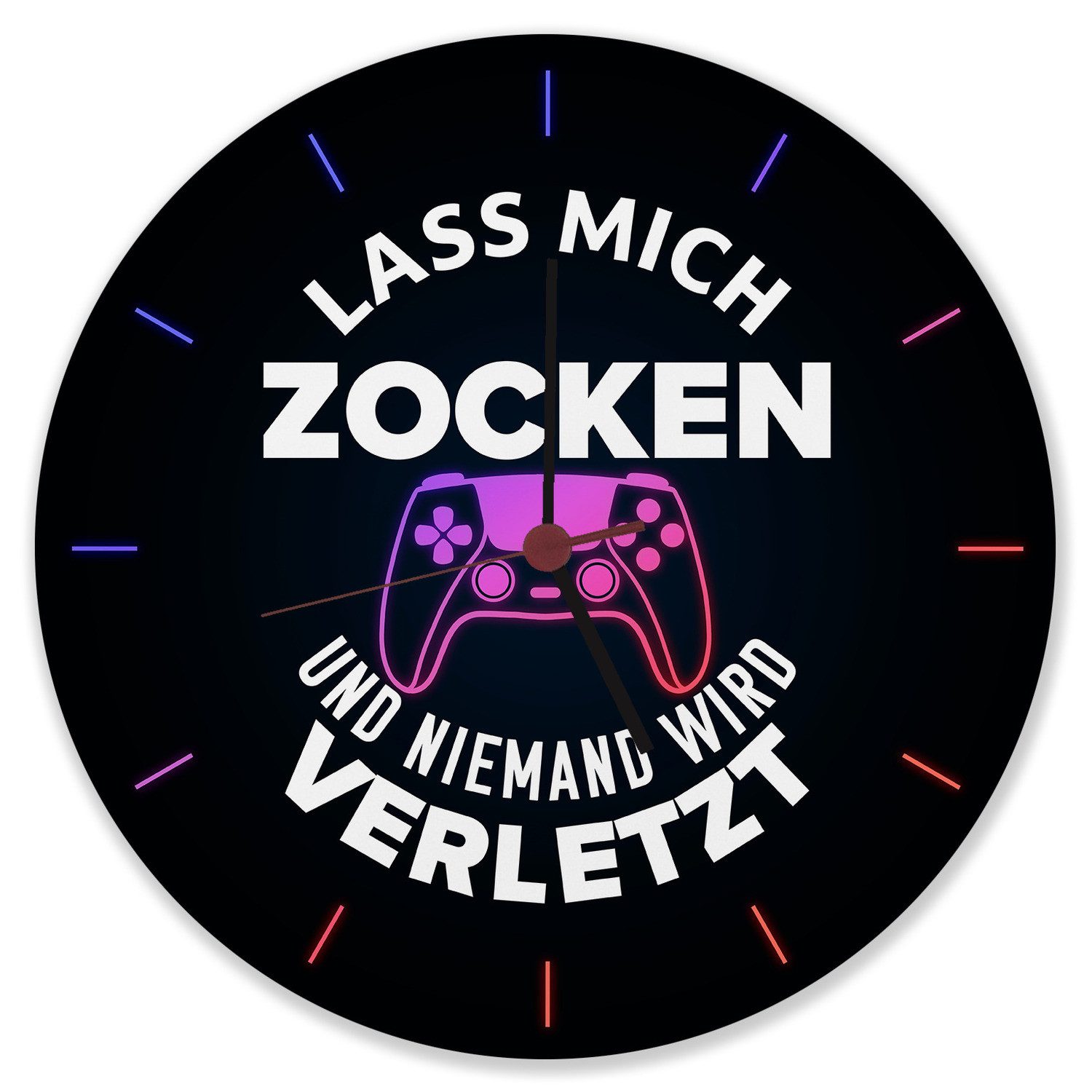 speecheese Wanduhr Lass mich zocken und niemand wird verletzt Wanduhr aus A günstig online kaufen