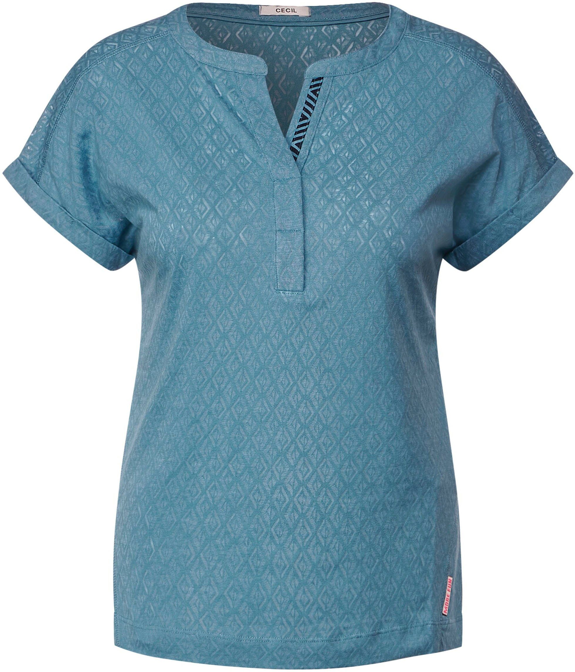 in T-Shirt Rhombusform adriatic blue Allover-Muster mit Cecil