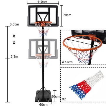 UISEBRT Basketballständer Basketballkorb mit Rollen, Höhenverstellbar