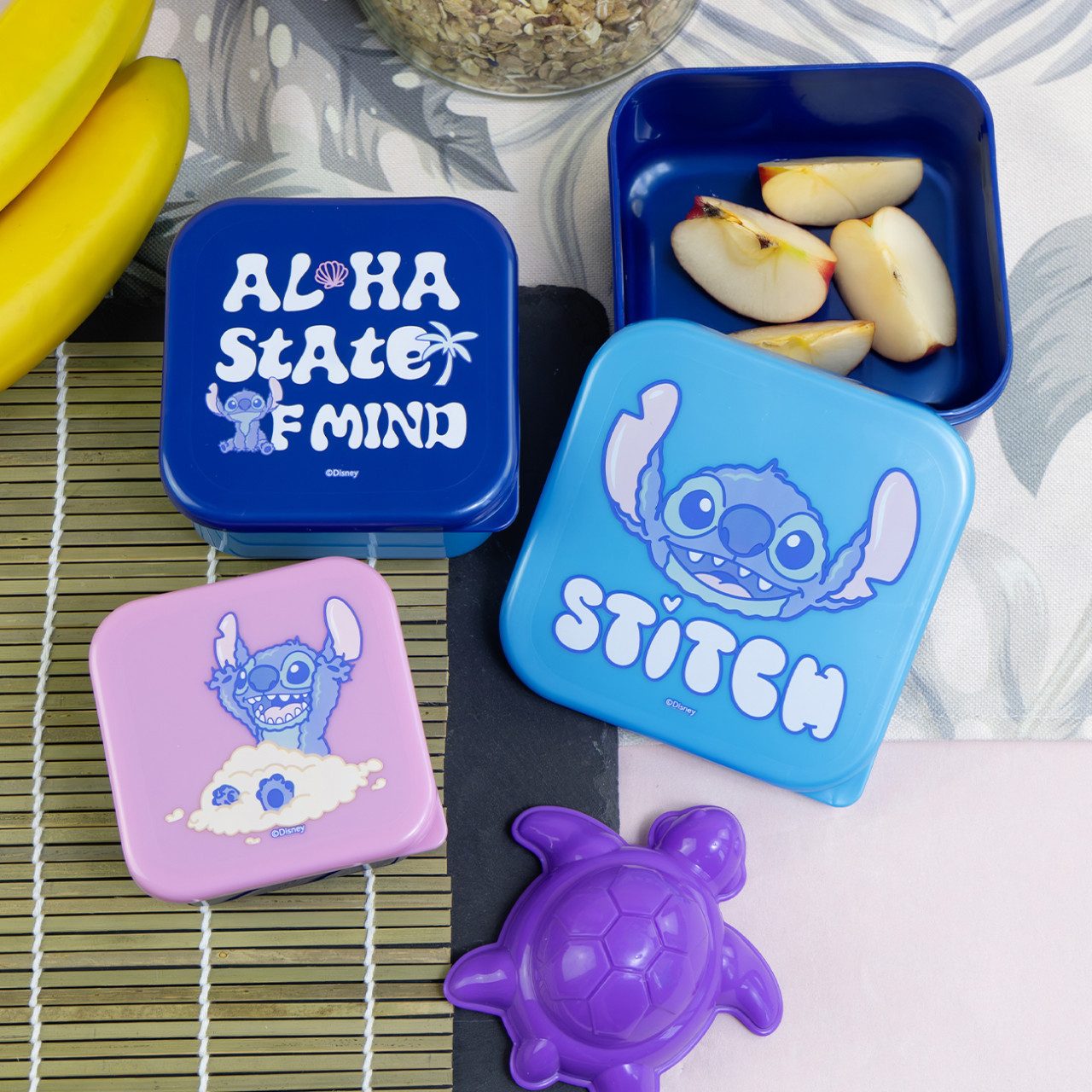 Geda Labels GmbH Lunchbox Stitch Cloudy Blue, PP, (3-tlg), Blau, 800ml, 3er Set