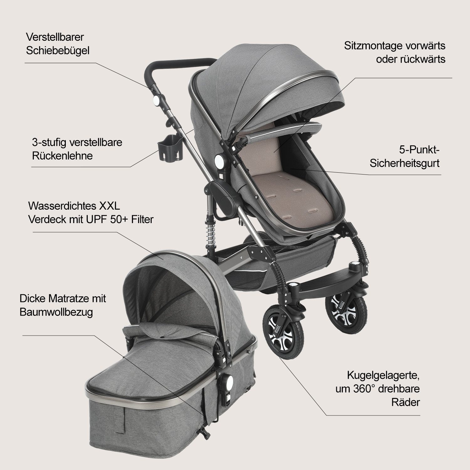 oyajia 3in1 Kinderwagen Set - Bild 5