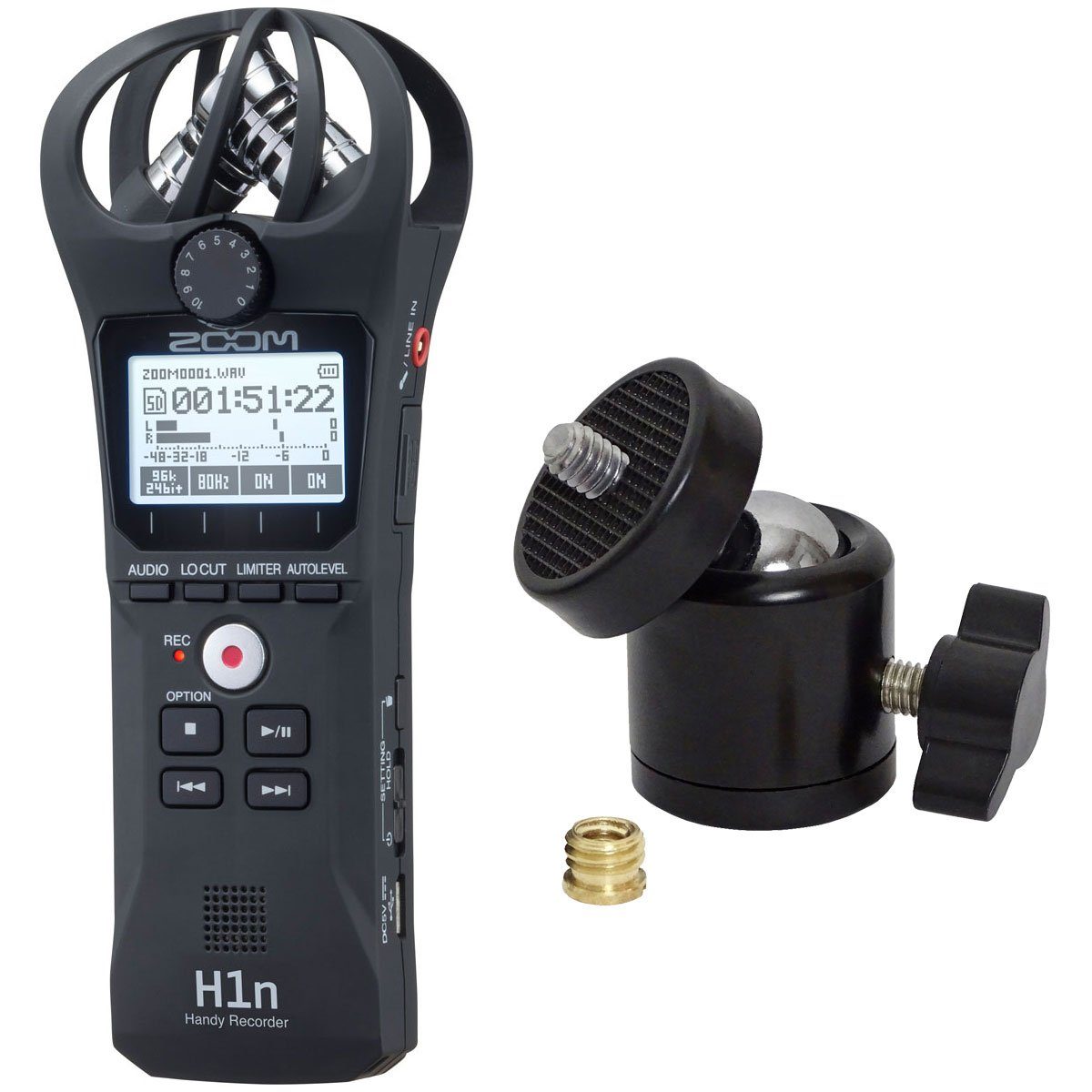 Zoom H1n Handy Audio-Recorder Diktiergerät keepdrum Kugelgelenk Stativ-Adapter 