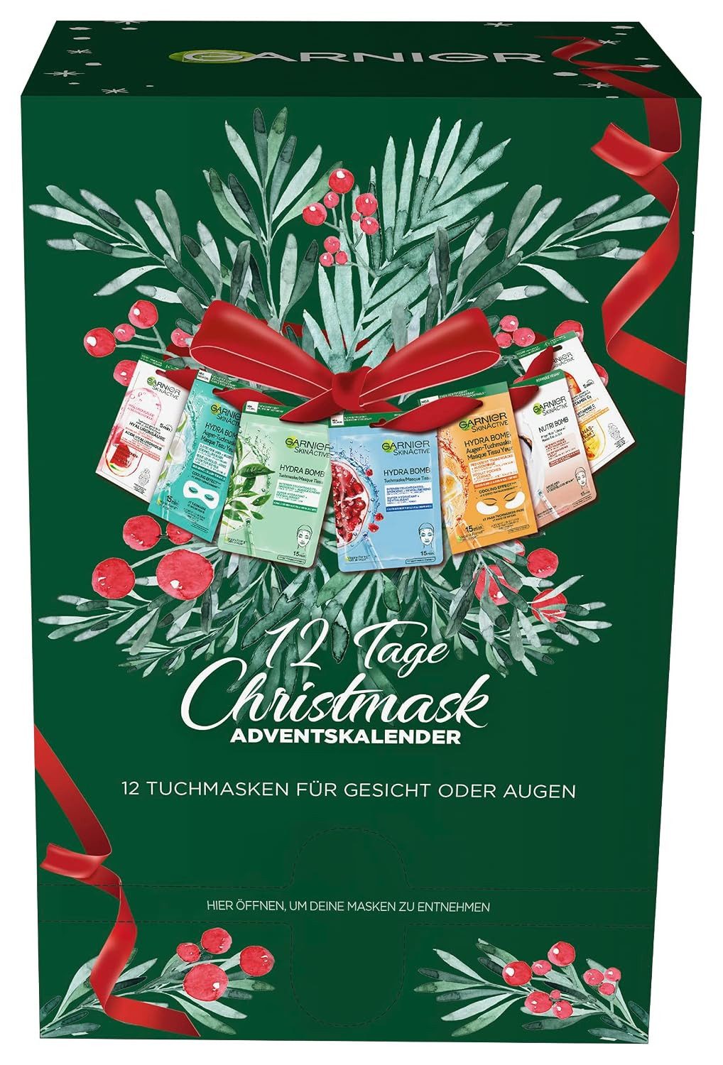 GARNIER Tuchmaske SkinActive Beauty-Adventskalender 12 Days of Christmask, 12-tlg., Tuchmasken für Gesicht und Augen