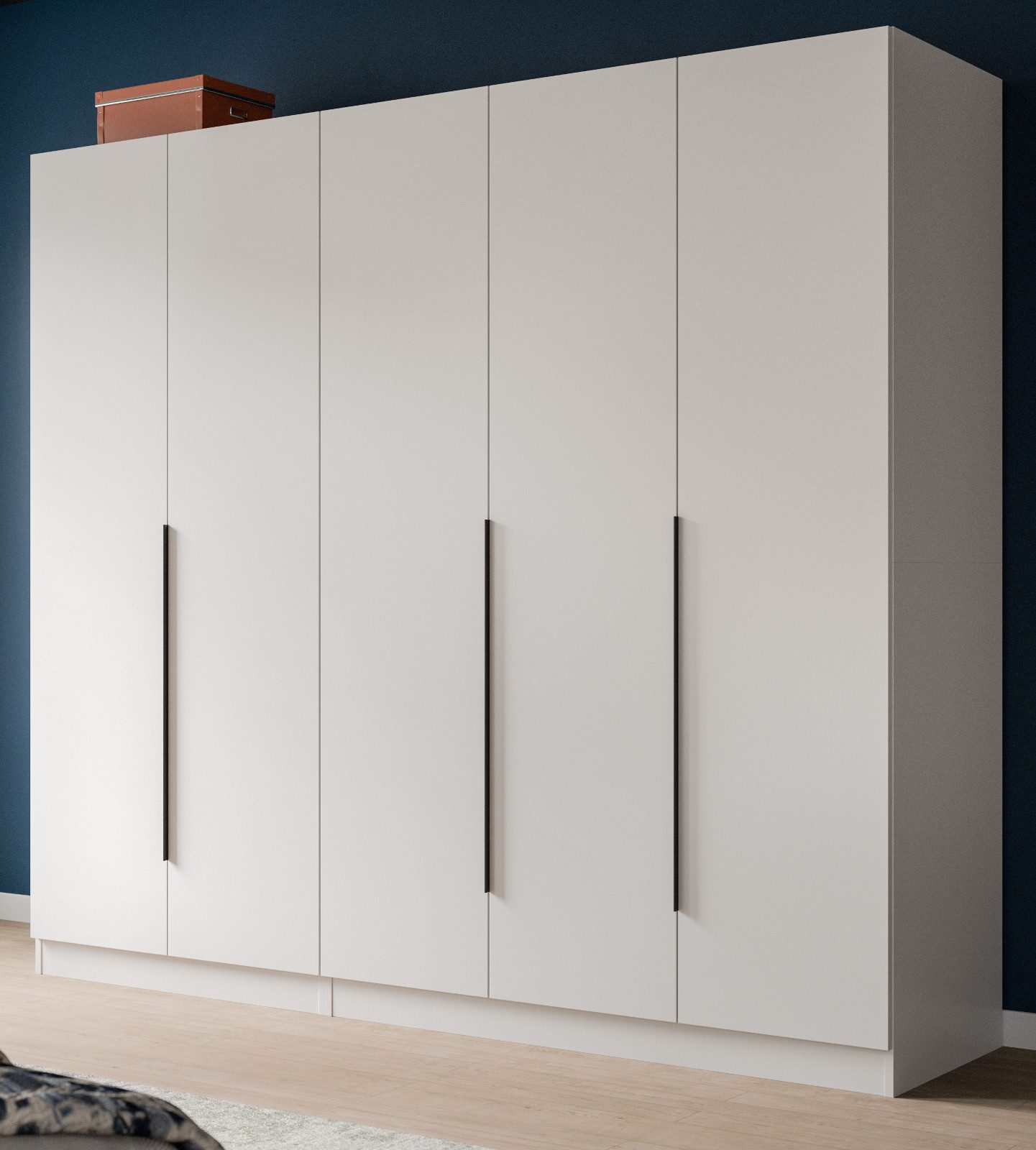 Inn.Furn Kleiderschrank Swan (5türiger Kleiderschrank in Weiß, Breite 200 cm, Set 2-türiger und 3-türiger Schrank, 80 und 120 cm) auch einzeln stellbar