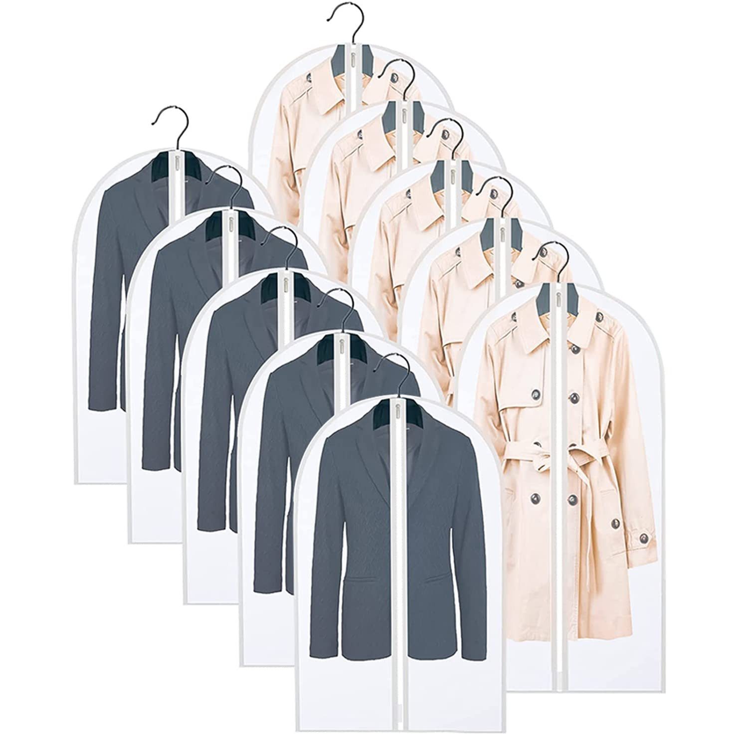 Cbei Kleidersack Kleiderschutzhülle transparente Kleidersäcke Staubdichte durchsichtige (Kleidersack von Kleidung und staubdicht, 10 St., grande: 120 cm x 60 cm /Mediano: 100 cm x 60 cm) für Anzüge Kleider Mäntel Sakkos Hemden Aufbewahrung Kleiderhülle