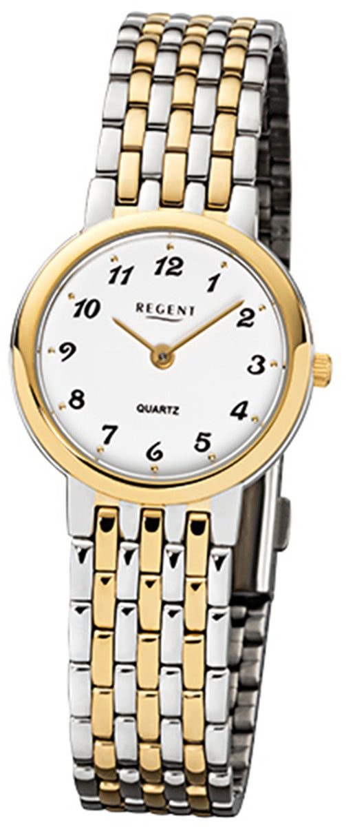 Regent Quarzuhr Regent Damen-Armbanduhr silber gold Analog, (Analoguhr), Damen Armbanduhr rund, klein (ca. 26mm), Edelstahlarmband