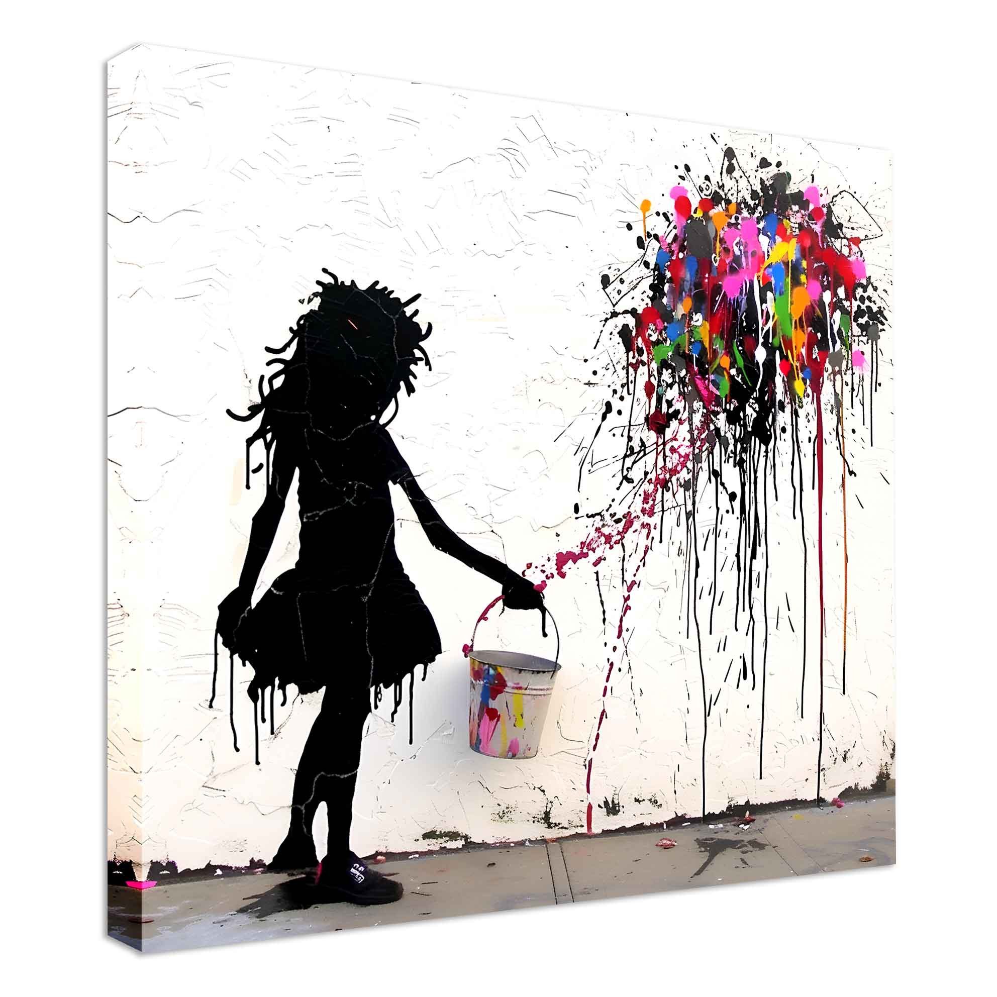 Leinwando Gemälde Leinwandbild Banksy Color Crash - Popart bilder / kunstdruck