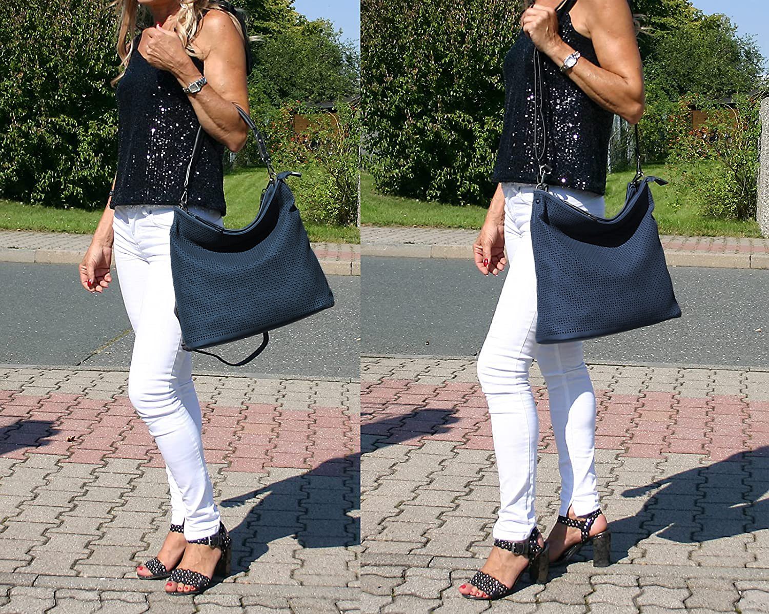 J JONES JENNIFER JONES Schultertasche - modische Damen Umhängetasche - 34 x 34 x 16 cm, abnehmbarer Schultergurt, abnehmbarer Henkel