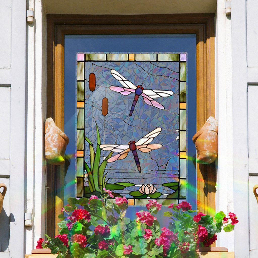 Coonoor Fensterfolie Libellen-Fensteraufkleber, Buntglas-Fensterfolie, Vint günstig online kaufen