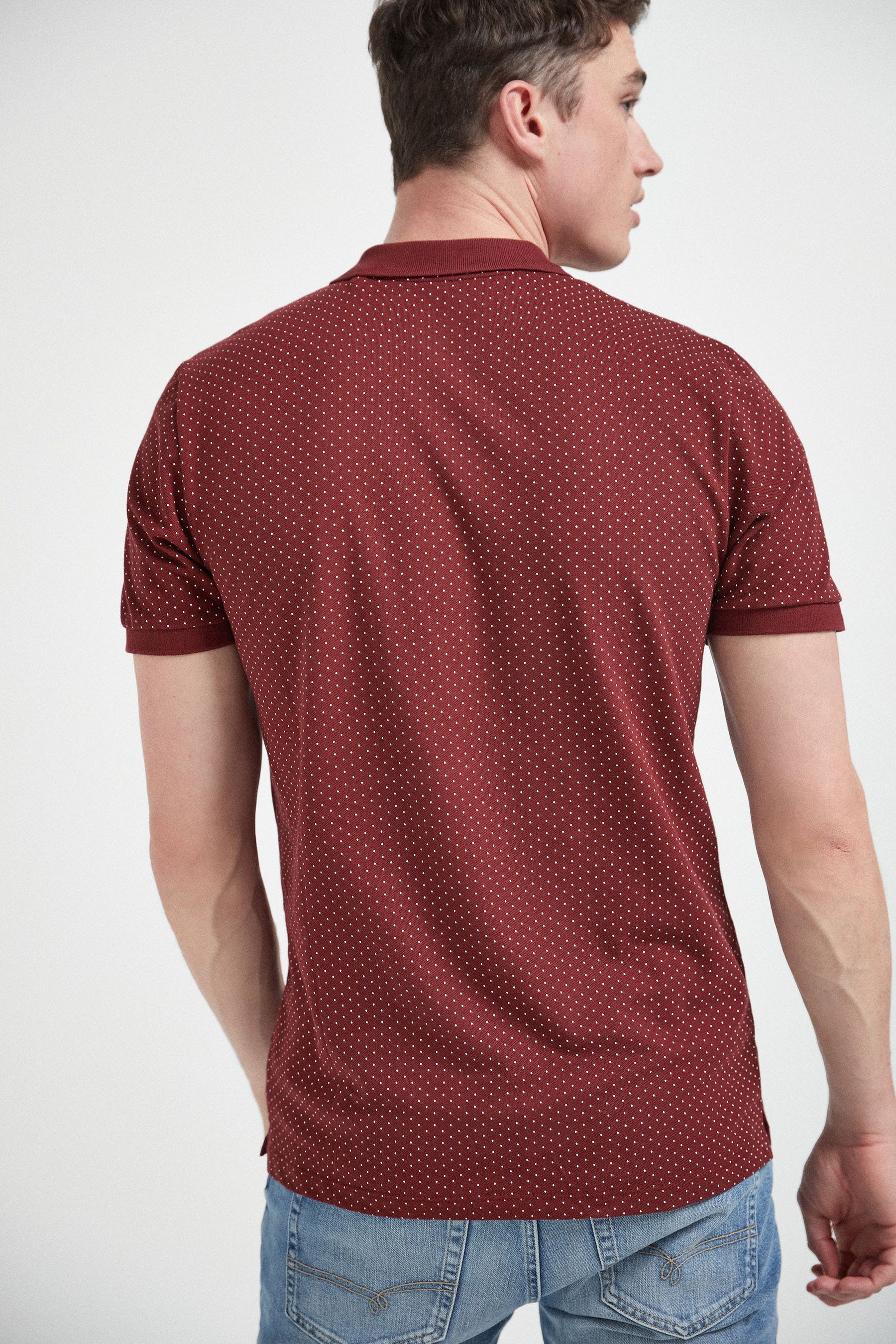 Red Poloshirt Piqué-Poloshirt Next Burgundy (1-tlg) Print
