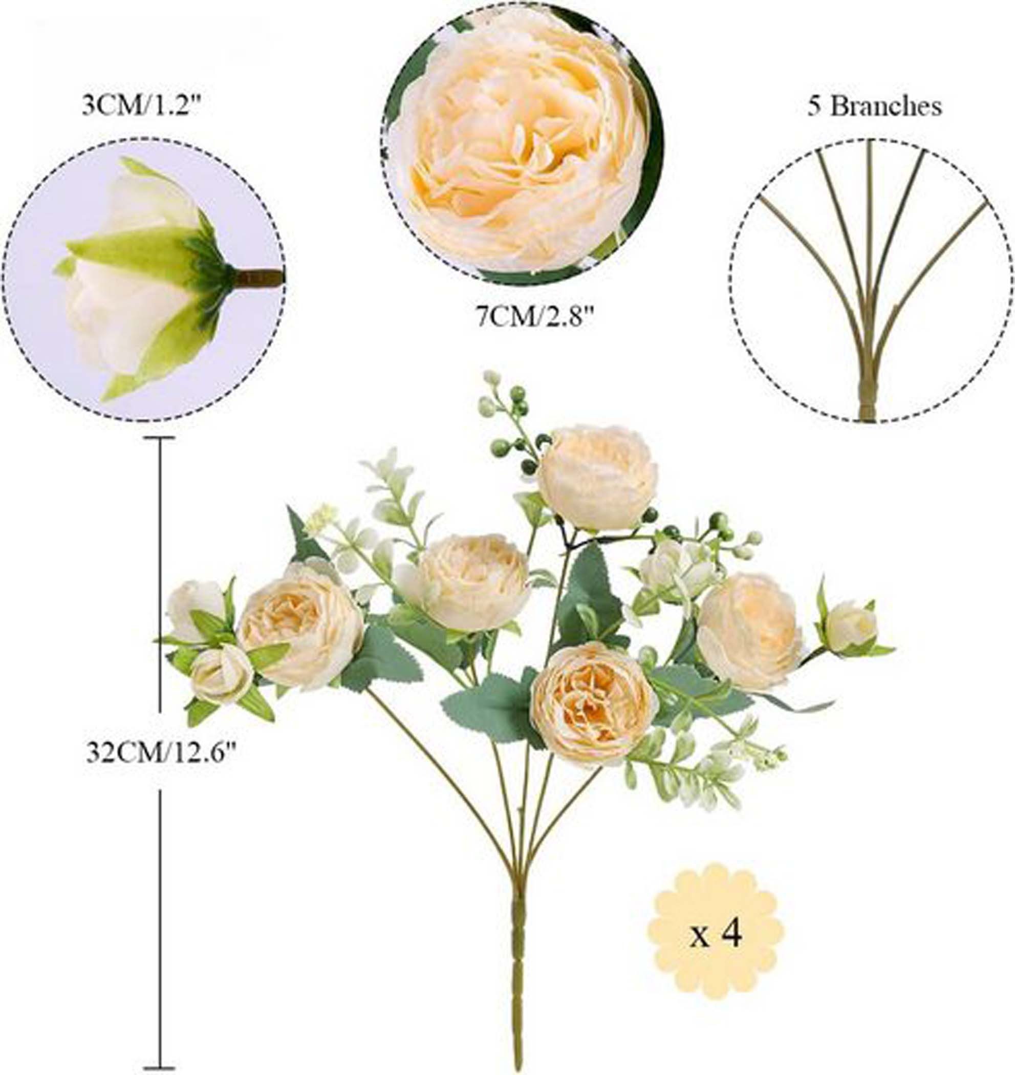 Kunstblumenstrauß Pfingstrose Künstliche Blumen Weiße Blumen günstig online kaufen