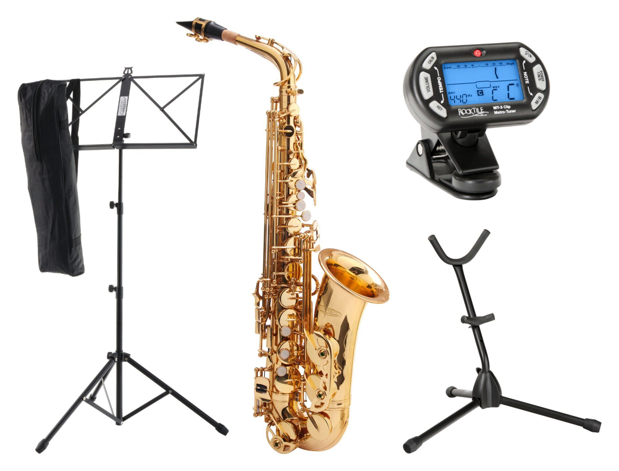 Classic Cantabile Saxophon »AS-450 Es Altsaxophon Set (Zubehör: Mundstück,  Koffer/Rucksack, Saxofonständer, Stimmgerät/Metronom, Notenständer)«,  Messing online kaufen | OTTO