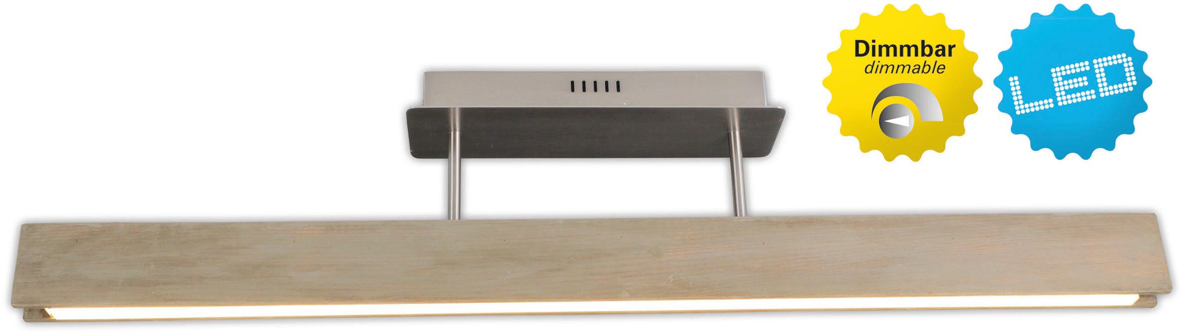 näve LED Deckenleuchte Straight, Dimmfunktion, LED fest integriert, Warmweiß, dimmbar mit Wanddimmer, Holzkorpus aus Esche, L: 97,5cm, LED warmweiß