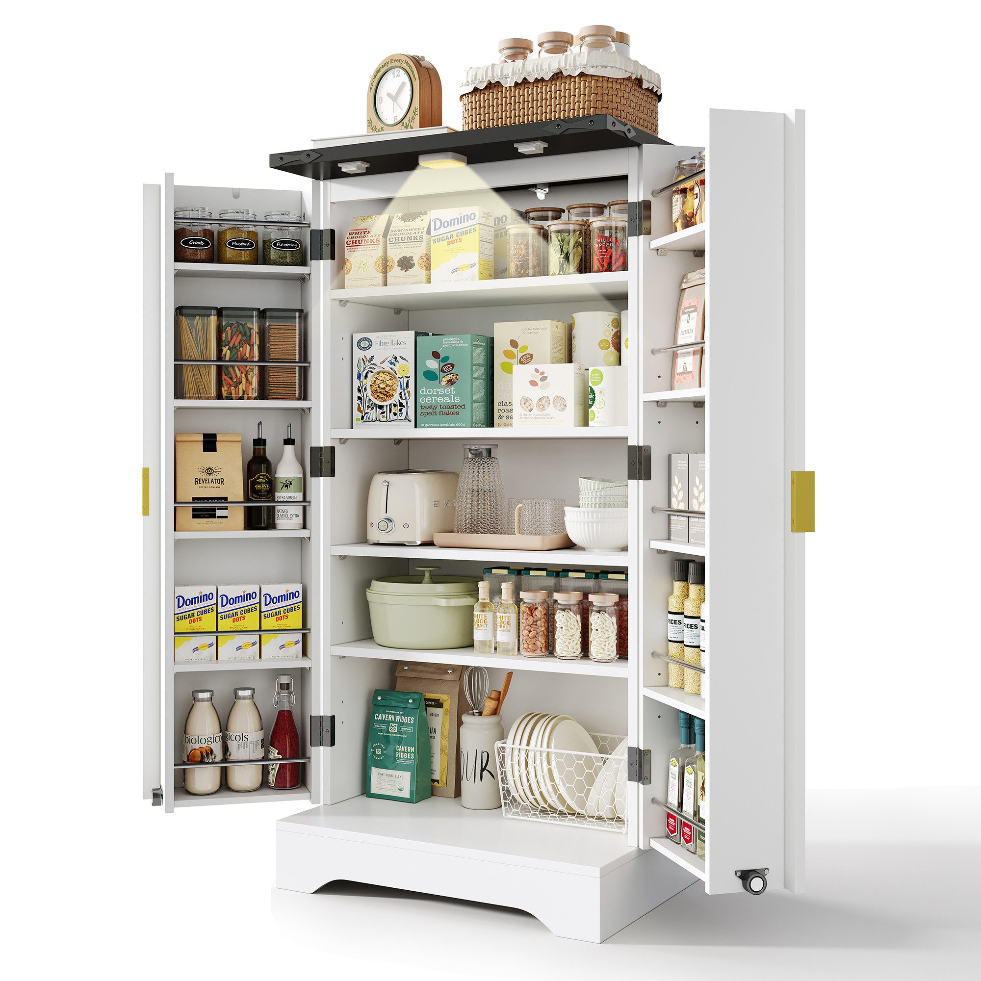 OKWISH Sideboard Modernes Küchenschrank (mit LED-Sensorlicht günstig online kaufen