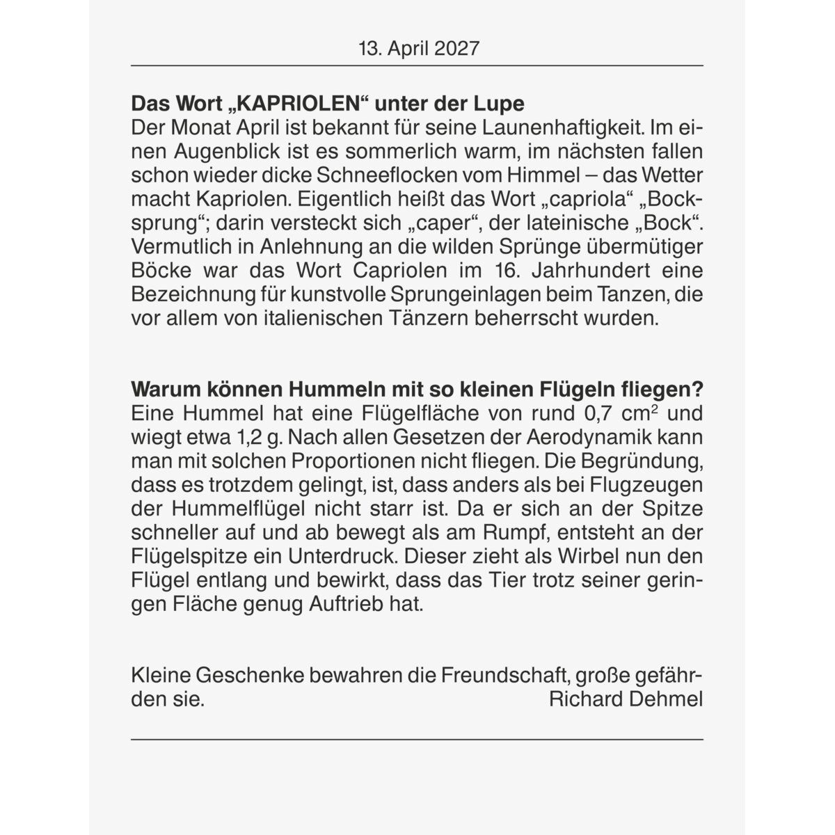 BRUNNEN Abreißkalender Abreißkalender 98x142mm 2027 – Bild 2 von 2