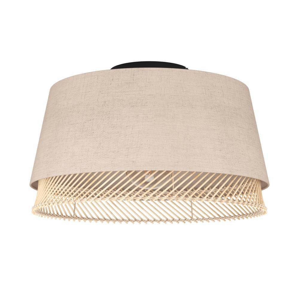 EGLO Deckenleuchte TABLEY Deckenlampe, Wohnzimmerlampe, Leinen, Bambus, Natur, E27, ohne Leuchtmittel, Wohnzimmer, Schlafzimmer, Flur, Küche, modern, gemütlich, 38x23,5cm