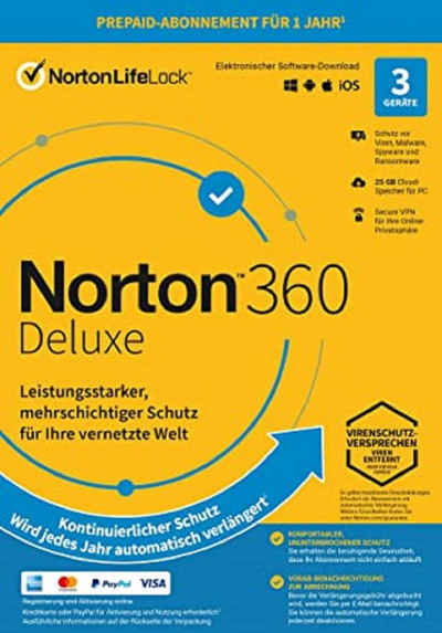 Norton 25 GB Cloud-Backup, 3 Geräte 1 Jahr FFP (Antivirensoftware, FFP)
