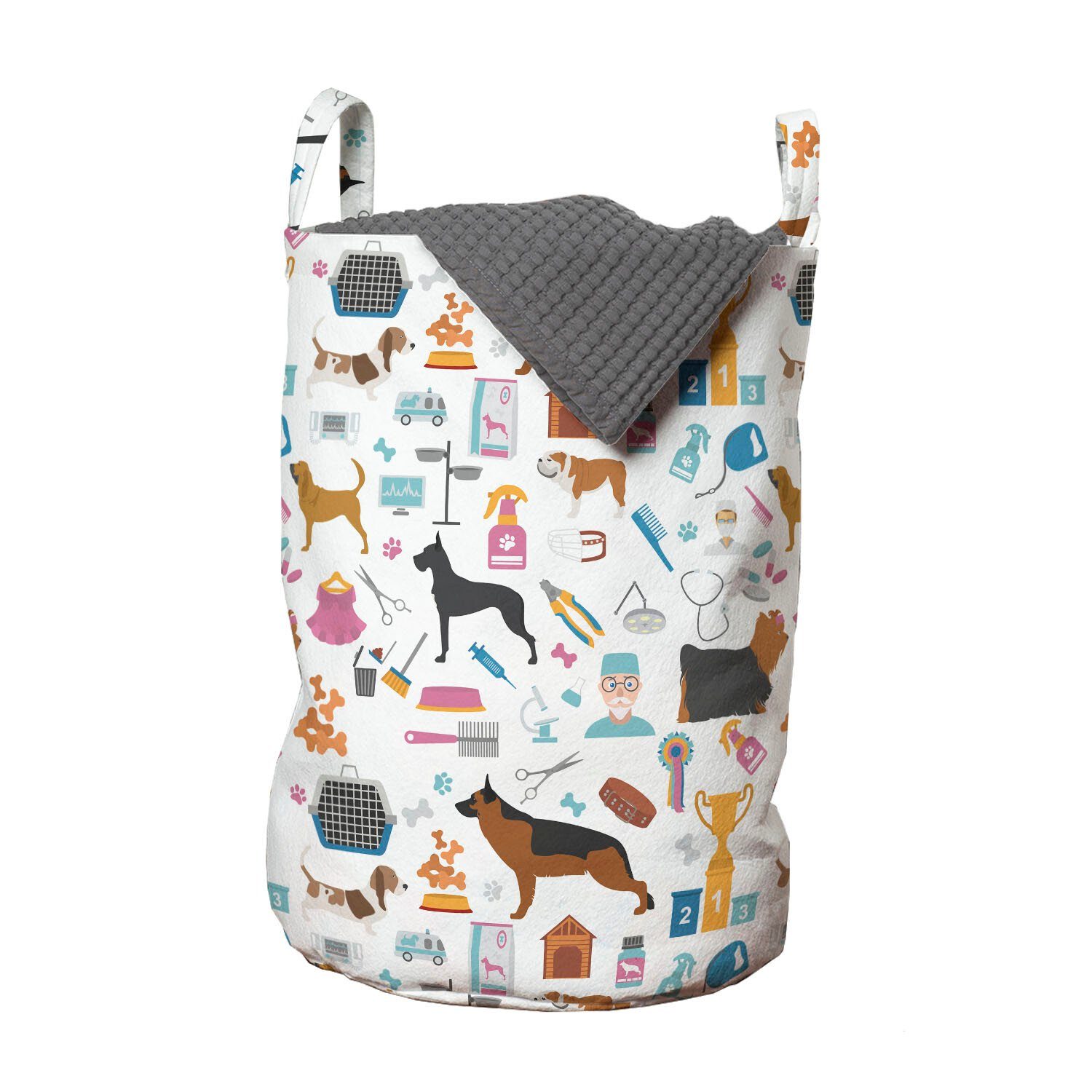 Wäschekorb Kordelzugverschluss Veterinary Abakuhaus Waschsalons, Cartoon mit Griffen Wäschesäckchen Hunde für Gesundheitswesen