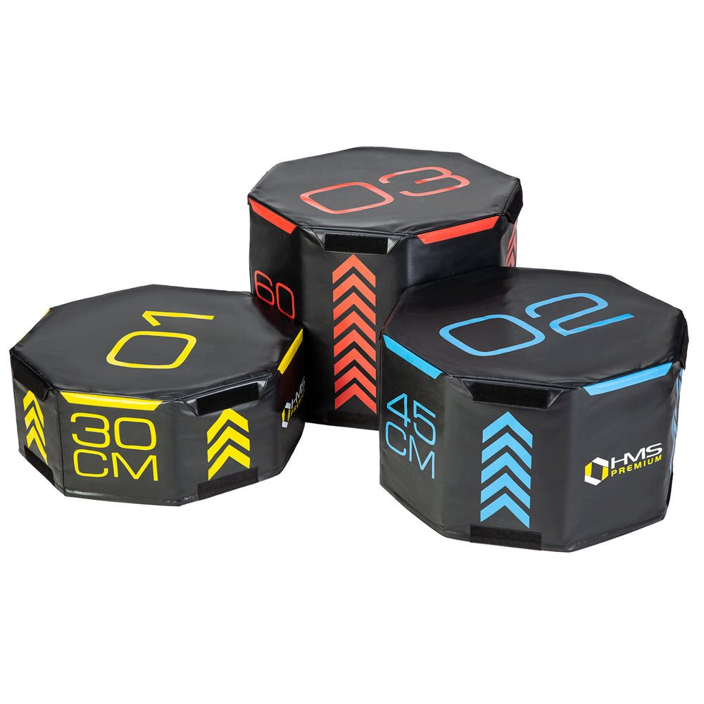 HMS Plyo-Box Sprungbox Sprungtraining Fitnessbox (Spar-Set, 3-St., 75 x 75 x 60 cm stabil), 3er-Set, gepolstert, stapelbar, bis 150 kg