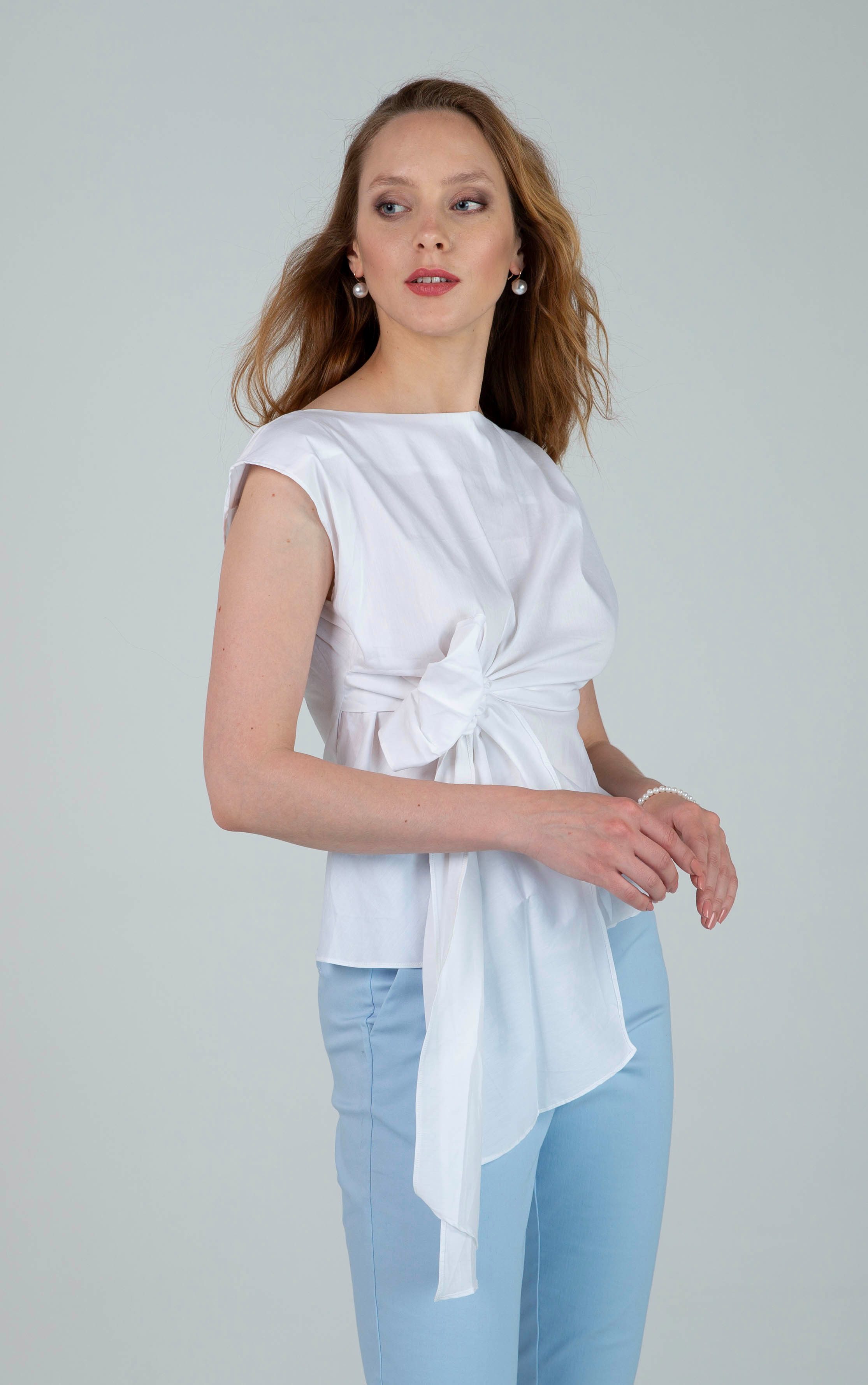 Passioni Shirtbluse mit seitlich gebundener Schleife vorne