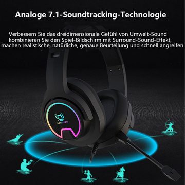 GelldG Wireless Gaming Headset mit Mikrofon, Headphone mit Noise Cancelling Kopfhörer