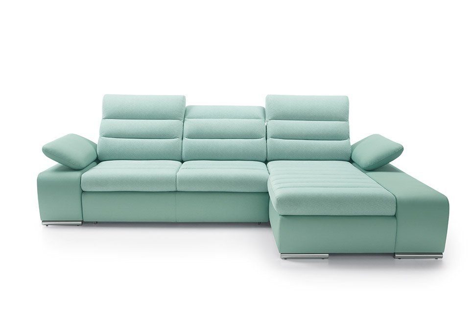 Schlafsofa Ecksofa Textil Leder Couch Design Mit Polster JVmoebel Ecksofa Multifunktion, Bettfunktion