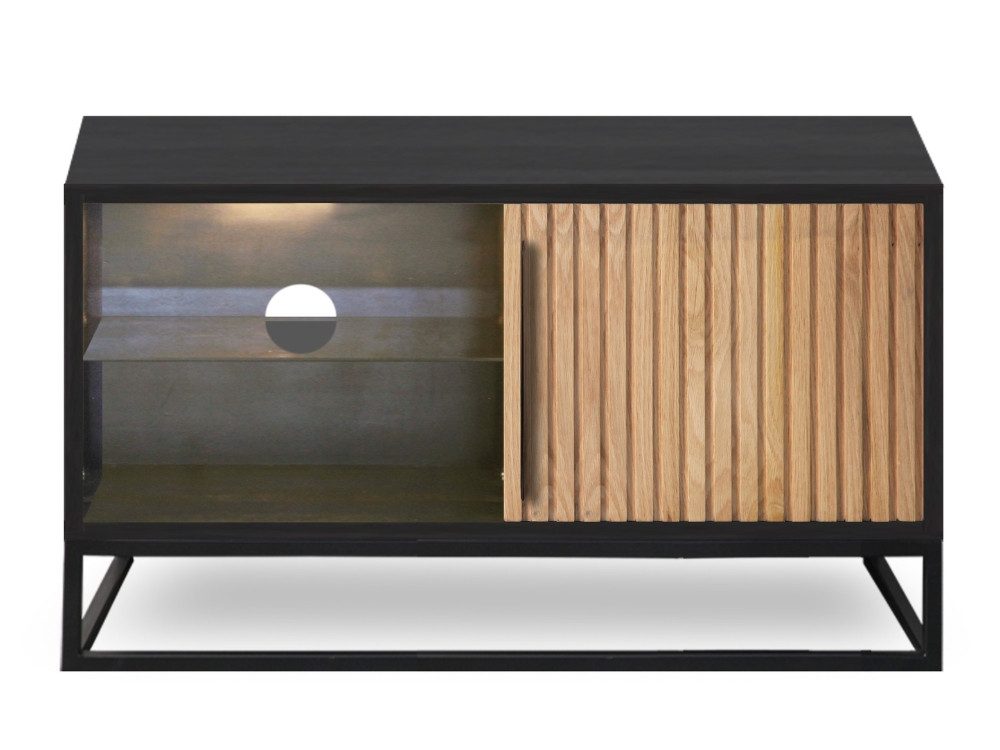WOLF MÖBEL Sideboard (100 x 40 x 55), NAMIBIA Lowboard mit 1 Glas-/ 1 Holztür