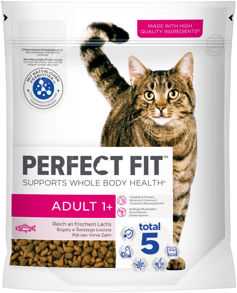 Perfect Fit PERFECT FIT™ Katze Beutel Adult 1+ mit Lachs 750g, Trockenfutter für: Katze
