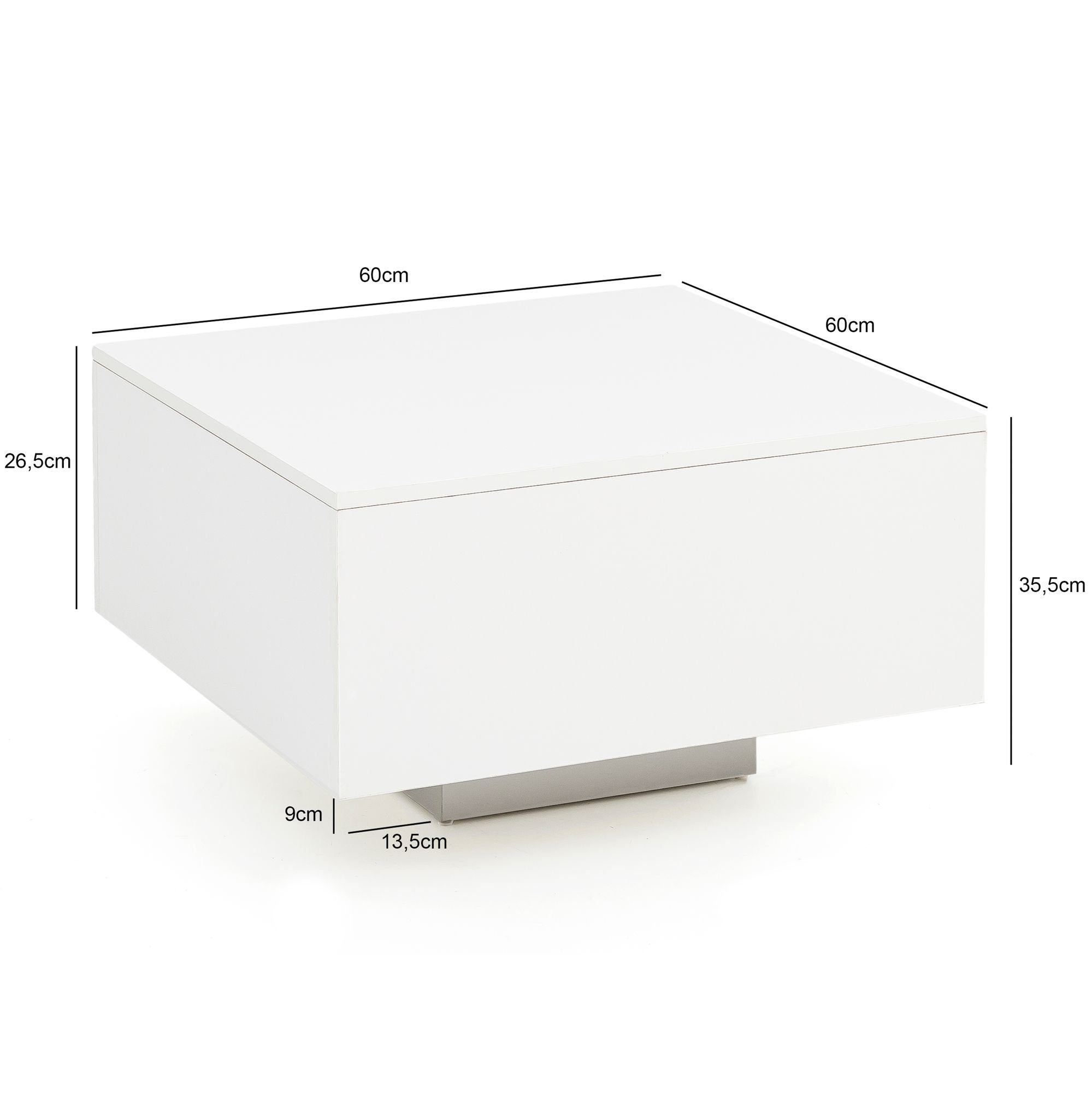 Modern), (Weiß WL5.832 Spanplatte, cm, Wohnzimmertisch Wohnling 60x60x35,5 Couchtisch Holztisch Sofatisch Quadratisch Kleiner
