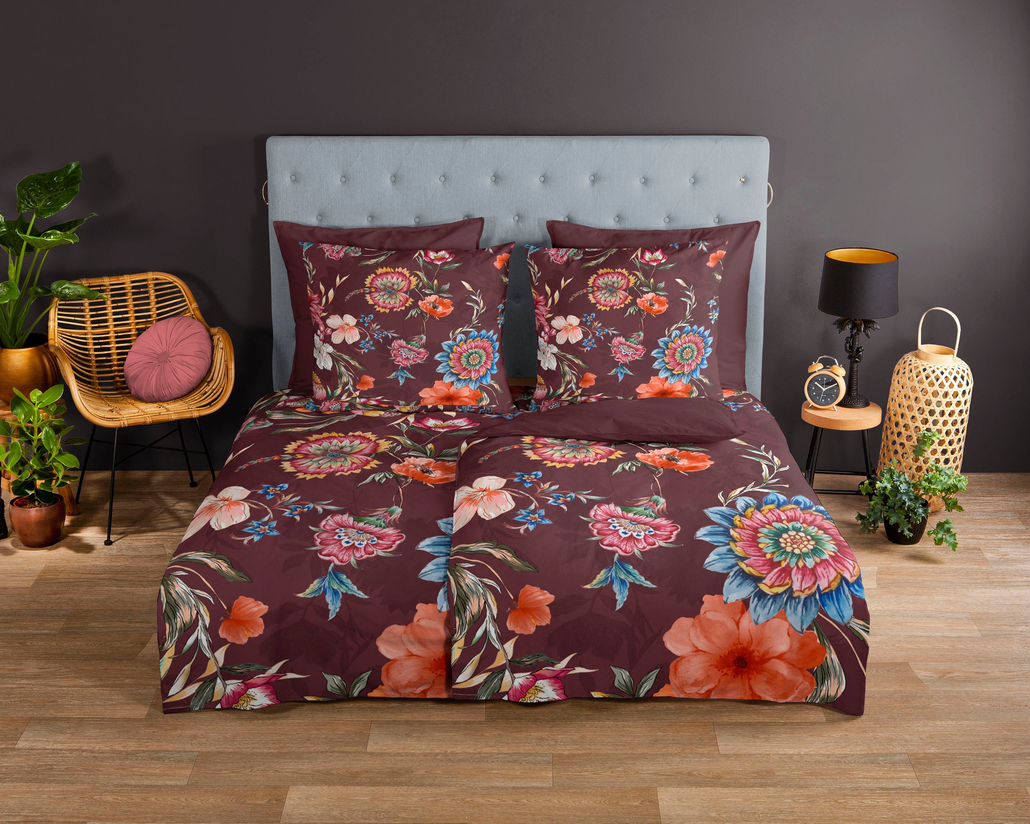 good morning Wendebettwäsche Madelief, Renforcé, 2 teilig, 100% Baumwolle, 135x200, 2 Teilig, Reißverschluss, Wendeoptik, Blumen