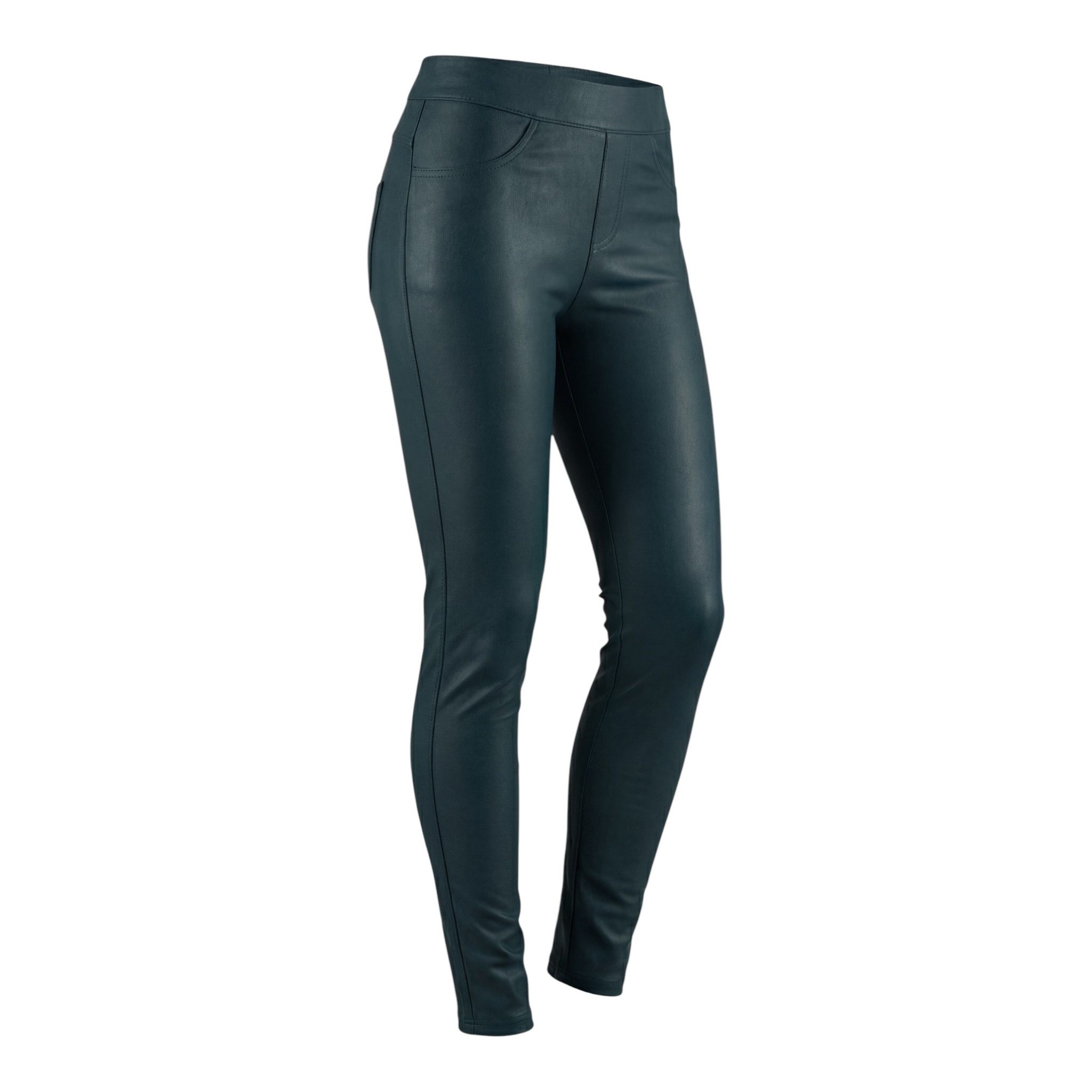 Thermoleggings Damen Leder Hose gefütterte Leggings Kunstleder