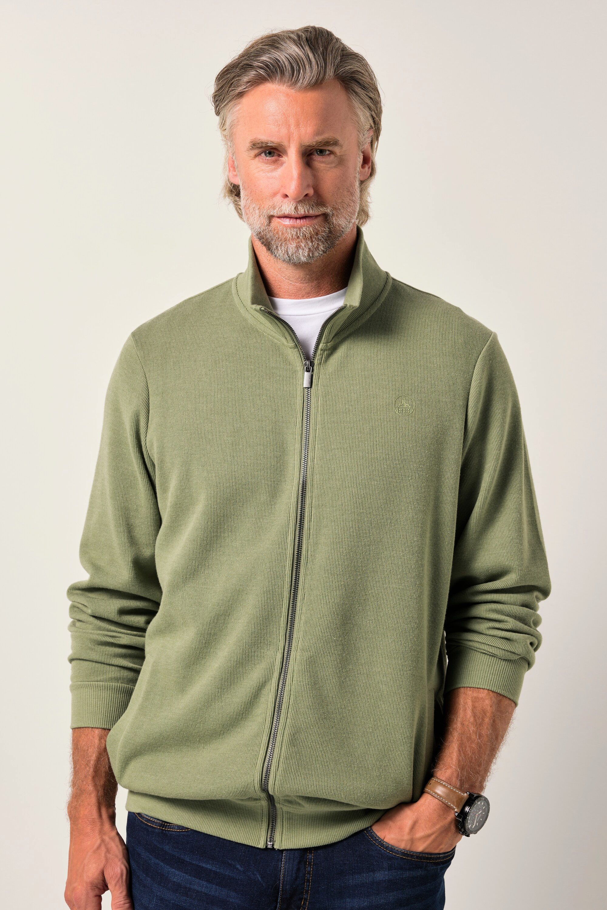 Fleecejacke Sweatjacke Rippsweat Stehkragen