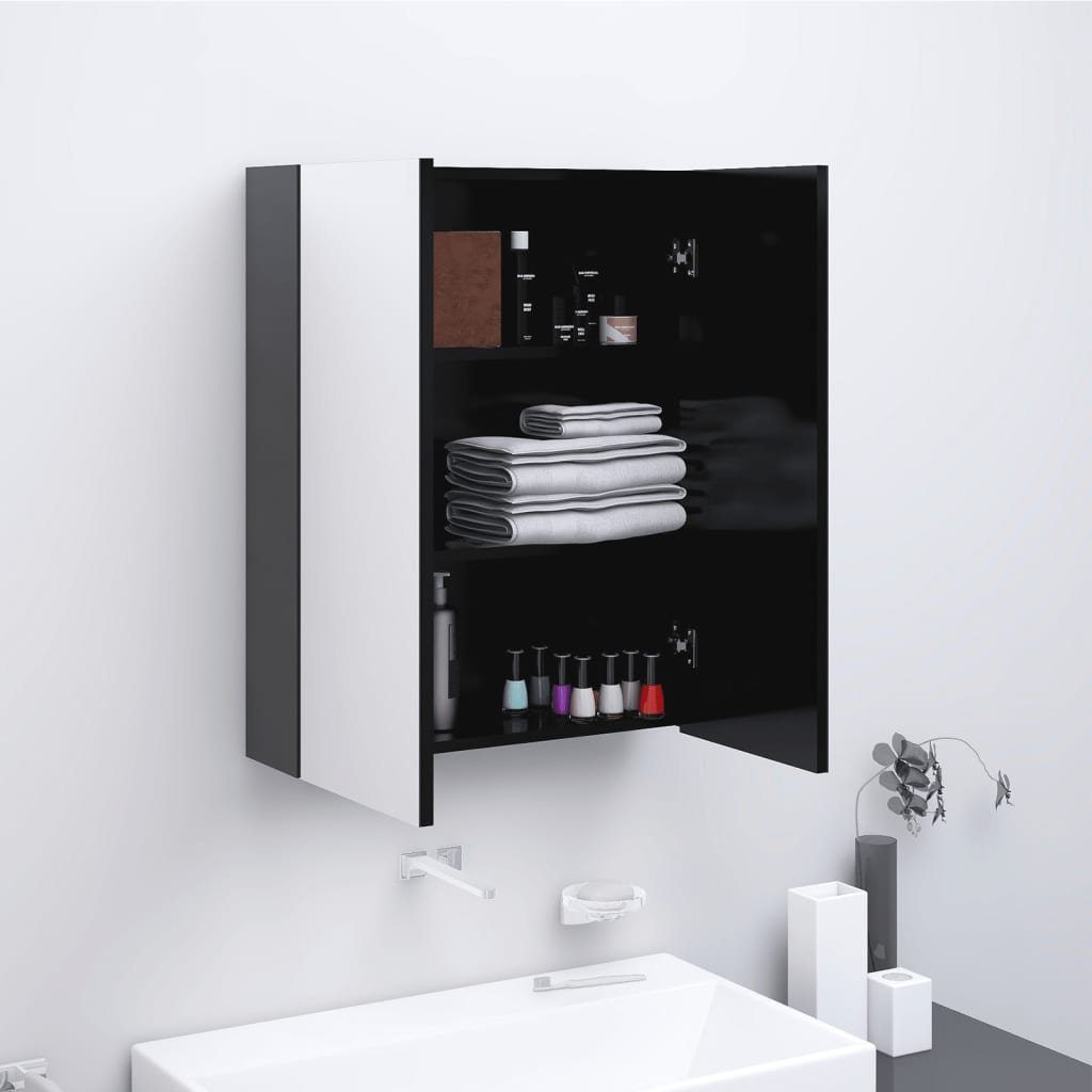 vidaXL Badezimmerspiegelschrank Bad-Spiegelschrank 60x15x75 cm MDF Anthrazit (1-St) | Spiegelschränke
