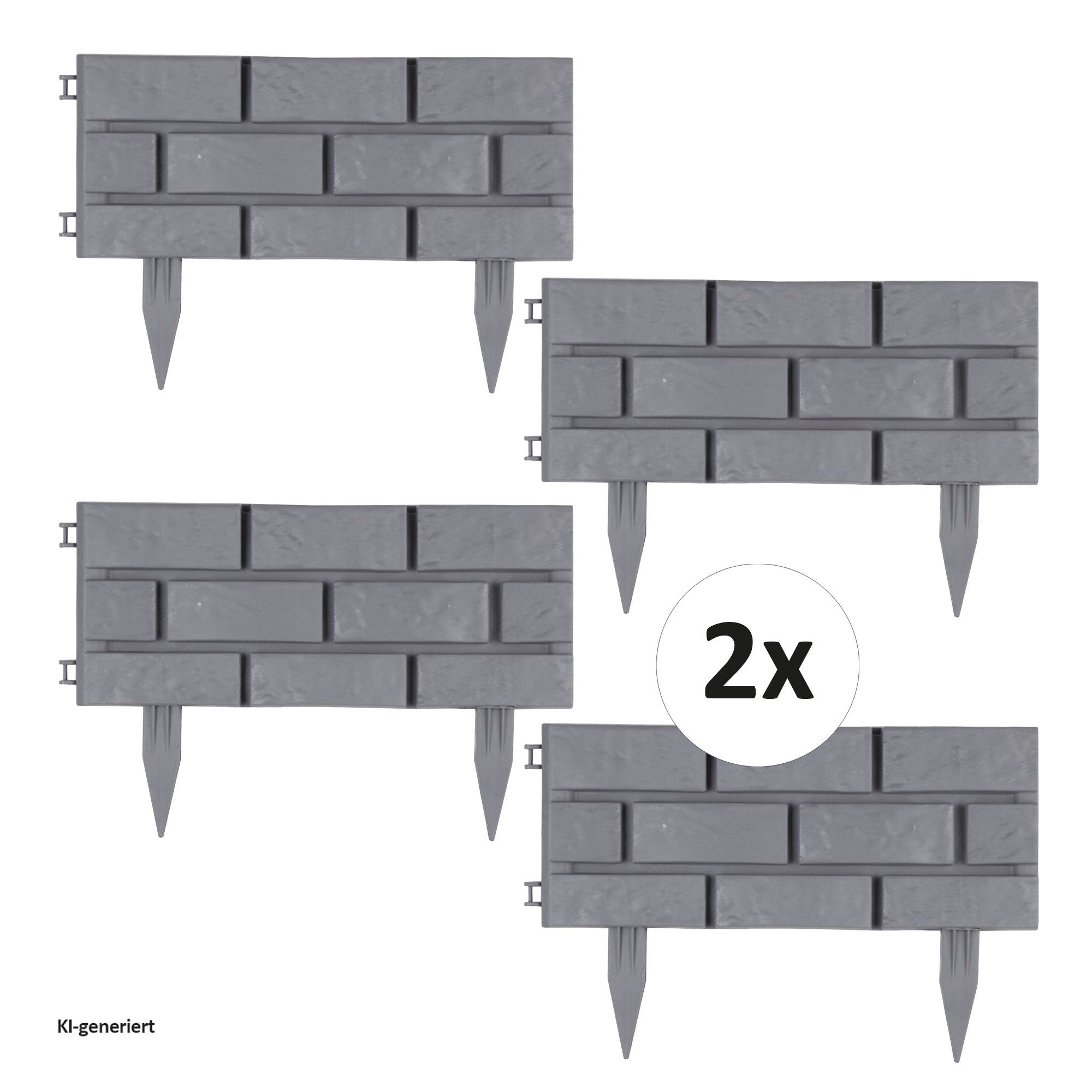 HTI-Living Beetumrandung Beeteinfassung Steinmauer Grau Nessa, LxH: 45x29 cm, Set, 8 Module, Beetbegrenzung Beetumrandung