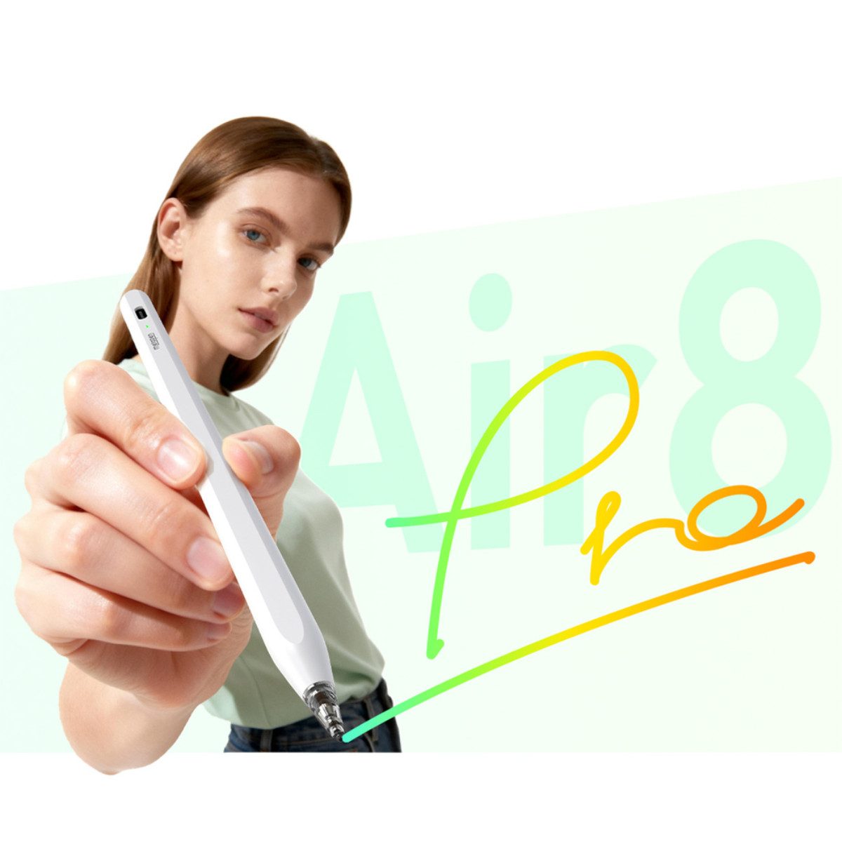 Metapen Eingabestift Air8 Pro Air-Flex Spitze, 26 h Laufzeit, Handballenerkennung