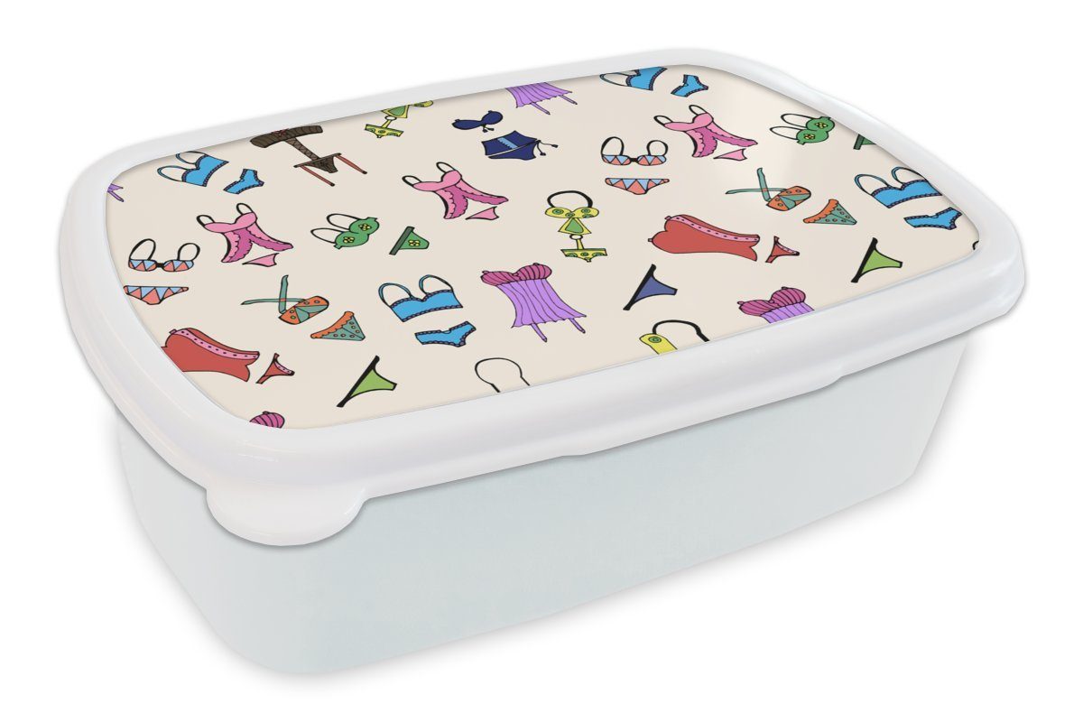 MuchoWow Lunchbox Dessous - Unterwäsche - Schnittmuster, Kunststoff, (2-tlg), Brotbox für Kinder und Erwachsene, Brotdose, für Jungs und Mädchen weiß