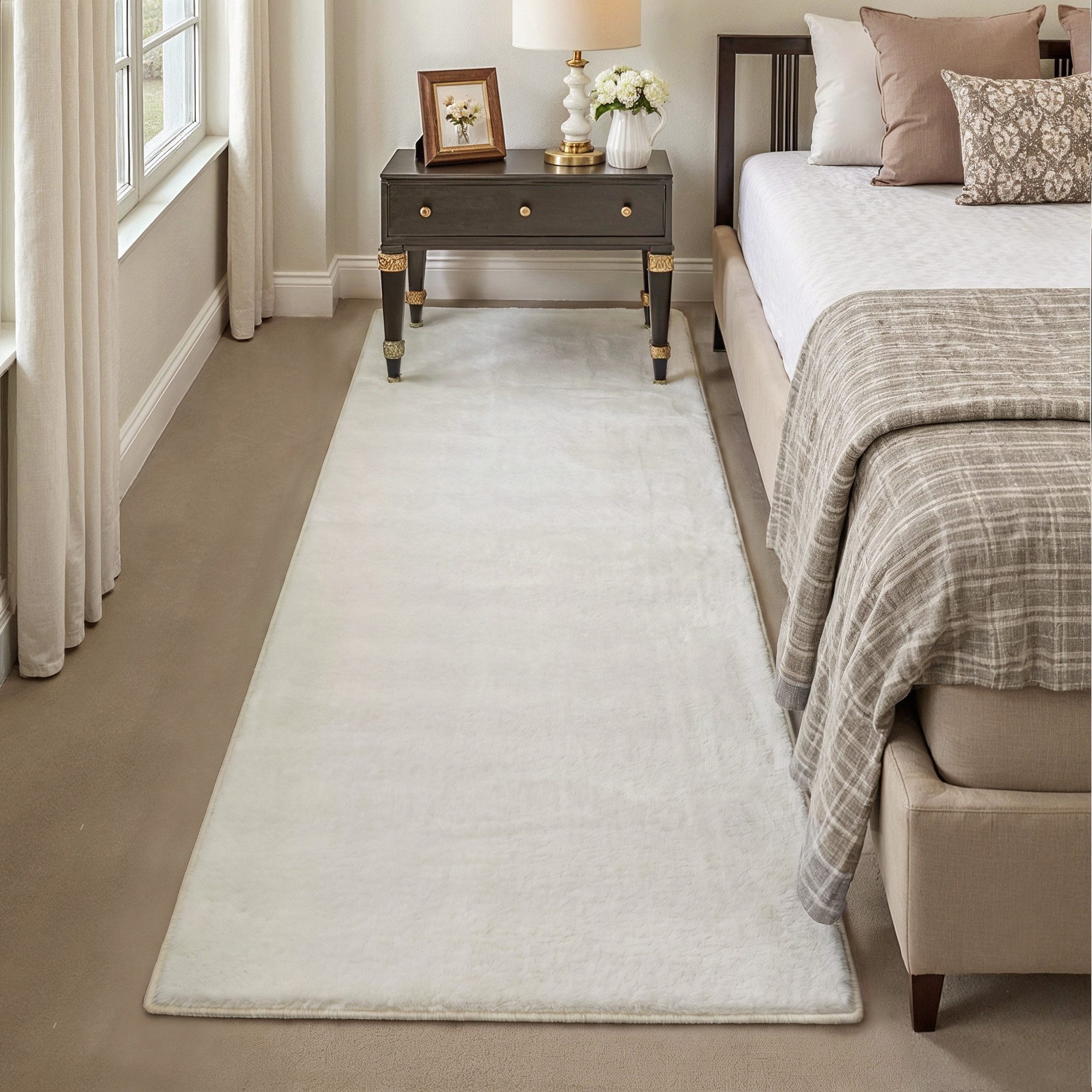 PURECOZY Teppich Kurzflor im Scandi-Look – weich, kuschelig, waschbar und pflegeleicht, rechteckig, Höhe: 5 mm, geeignet für verschiedene Innenräume, 60 x 180 cm