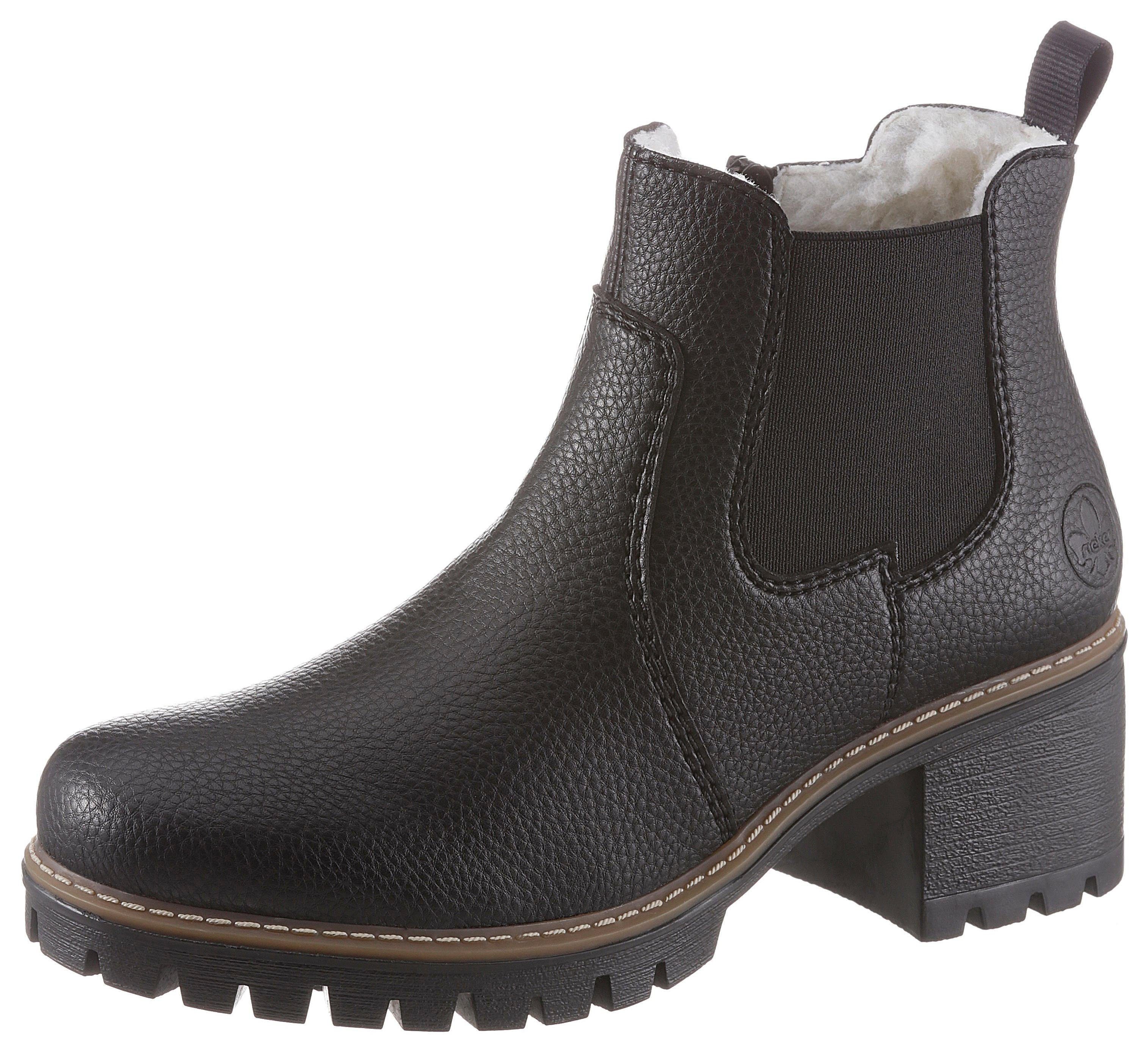 Rieker Chelseaboots, Stiefelette, Boots, Blockabsatz, mit Struktur am Obermaterial