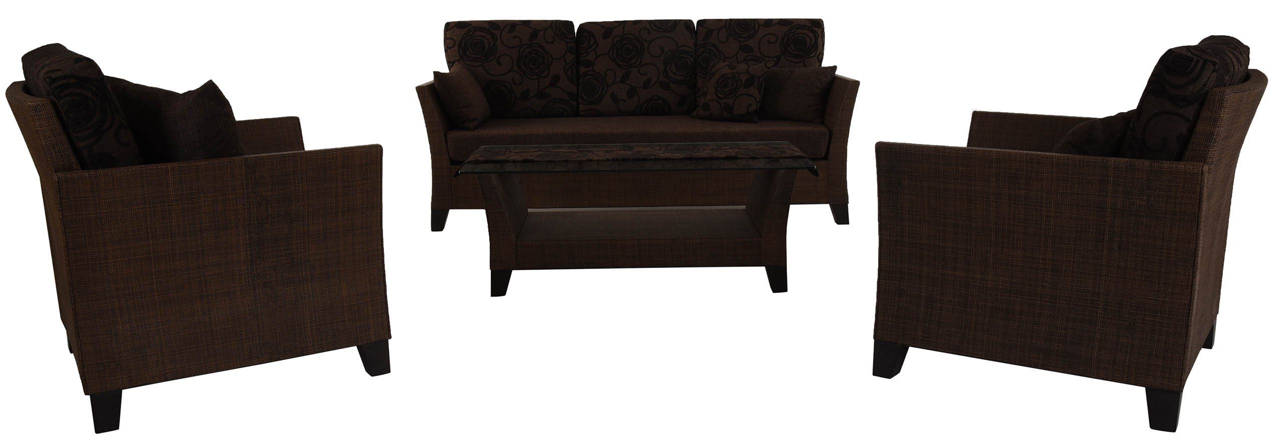 Krines Home Sitzgruppe Set/4 Rattan Wintergarten Rattangarnitur Rattanset Garnitur Sitzgruppe, (4-tlg., 2x Sessel, 1x Dreisitzersofa, 1x Tisch), Wohnzimmerset mit Polster, Rattanmöbel, Tisch mit Ablage