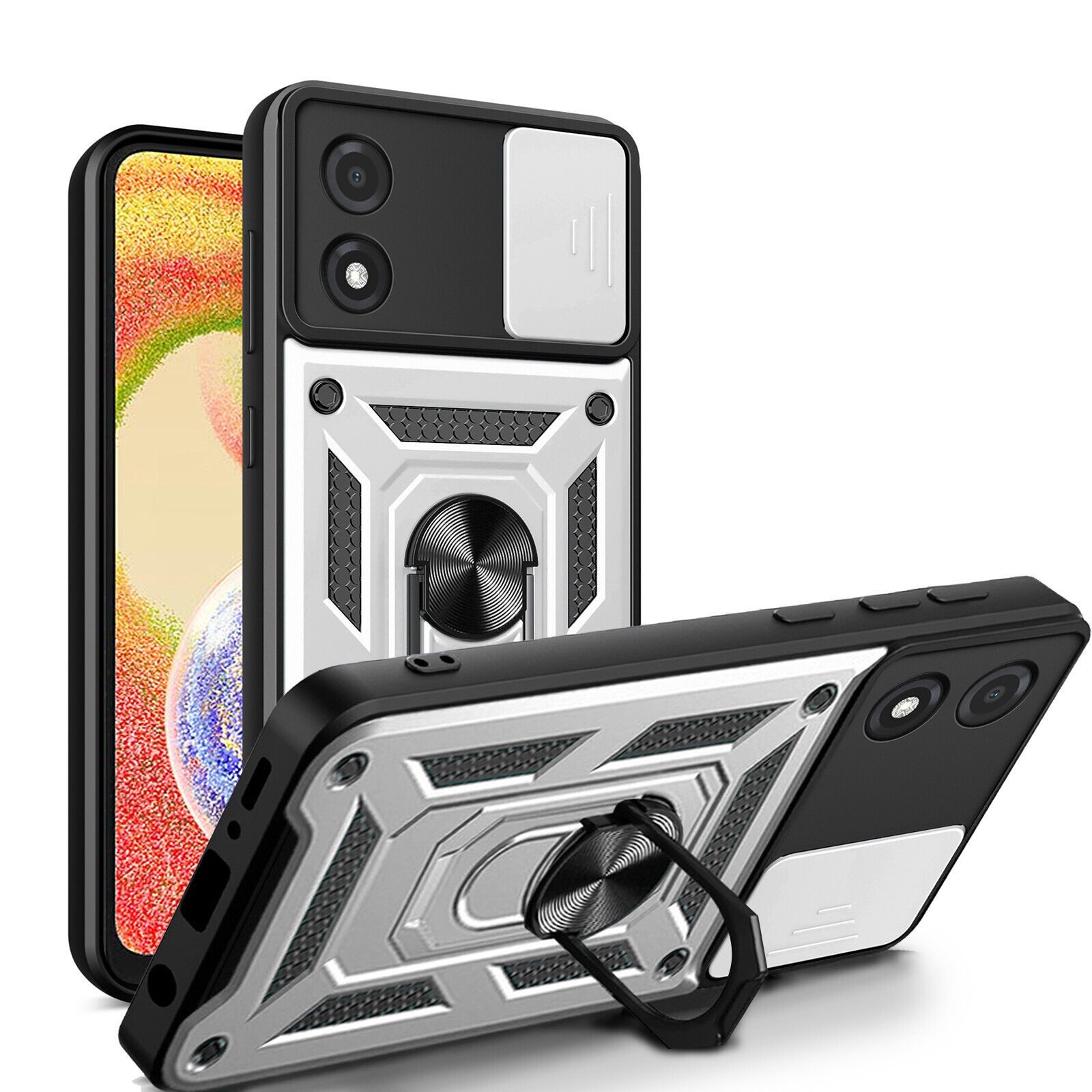 betterfon Handyhülle Panzerhülle für Motorola Moto E13 mit Kameraschutz & Ringhalter, Outdoorhülle mit Smartstand und Silikonkern