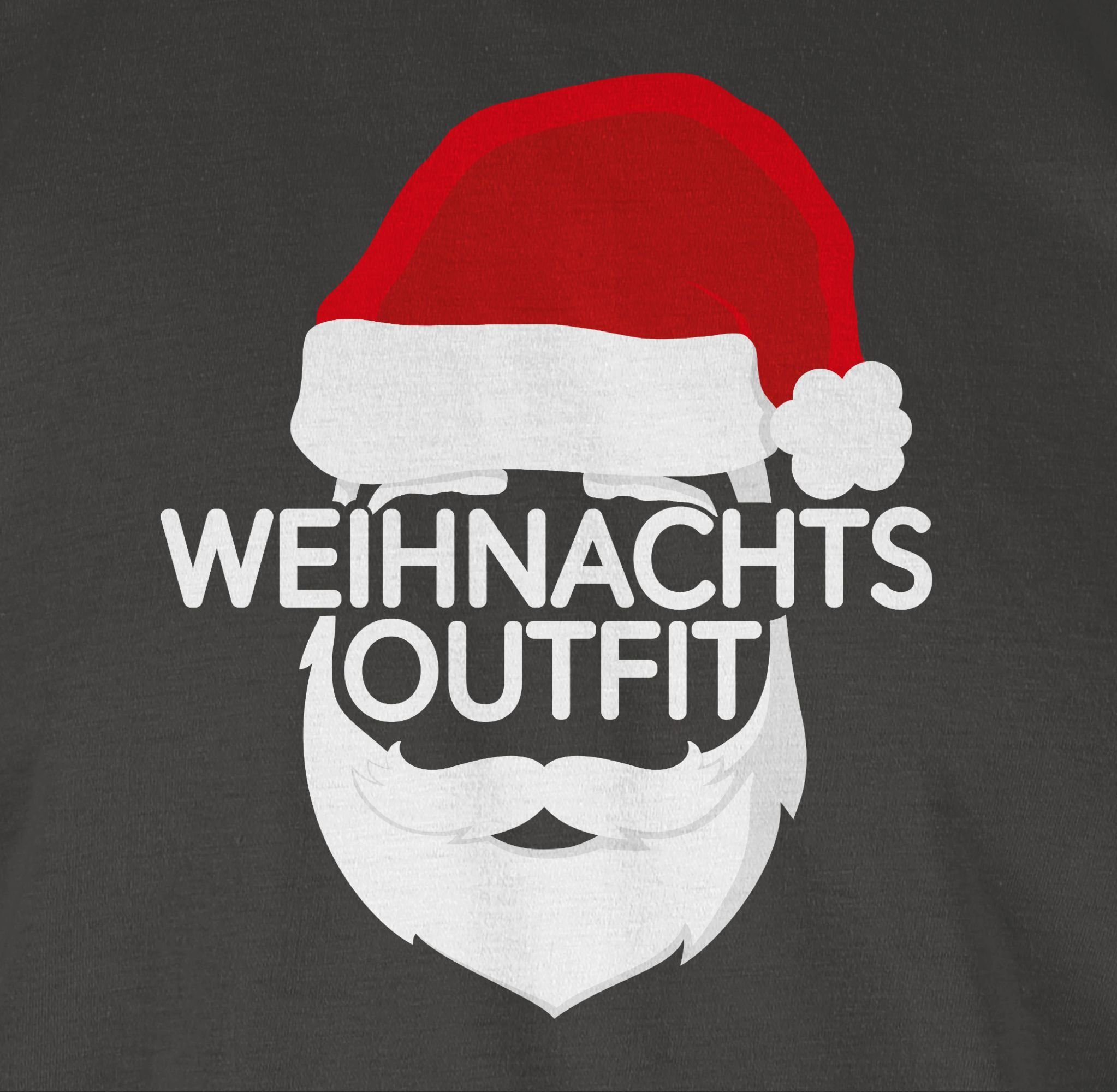 02 Weihachten Shirtracer T-Shirt Weihnachtsoutfit Dunkelgrau Weihnachtsmütze mit Kleidung