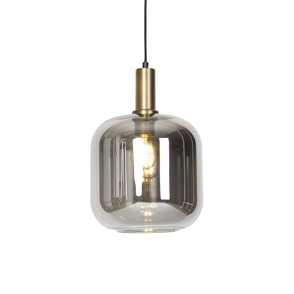 Qazqa Pendelleuchte Zuzanna, Dimmbar, LED wechselbar, Extra-Warmweiß, QAZQA Hängeleuchte, e27, Grau, Glas, Art Deco