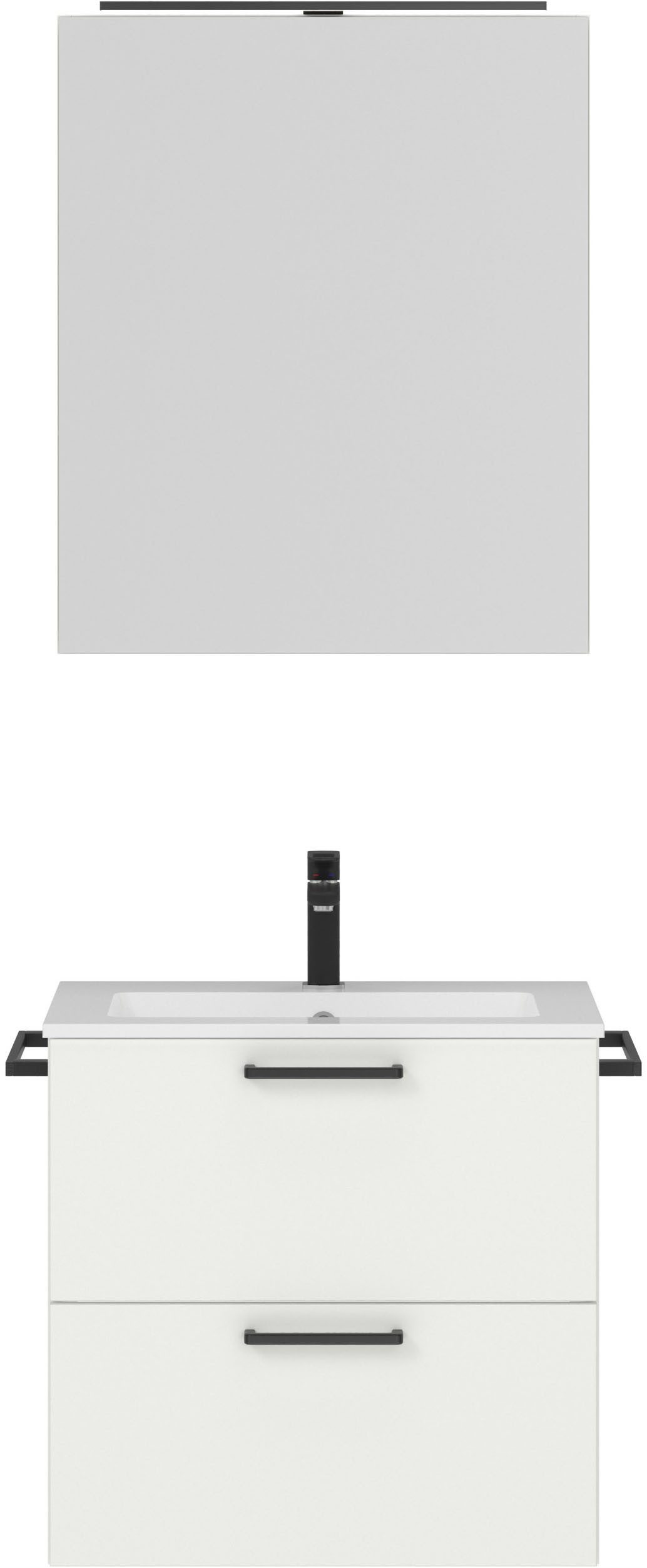 nobilia® Badmöbel-Set Tolvina, (2-St., vormontiert, mit Soft-Close), inkl. Spiegelschrank mit Beleuchtung und Dimmerfunktion, in 4 Breiten