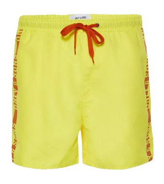 ONLY & SONS Stoffhose ONLY & SONS Herren Bade-Hose Schwimm-Shorts Ted Swim Print Badehose Gelb
