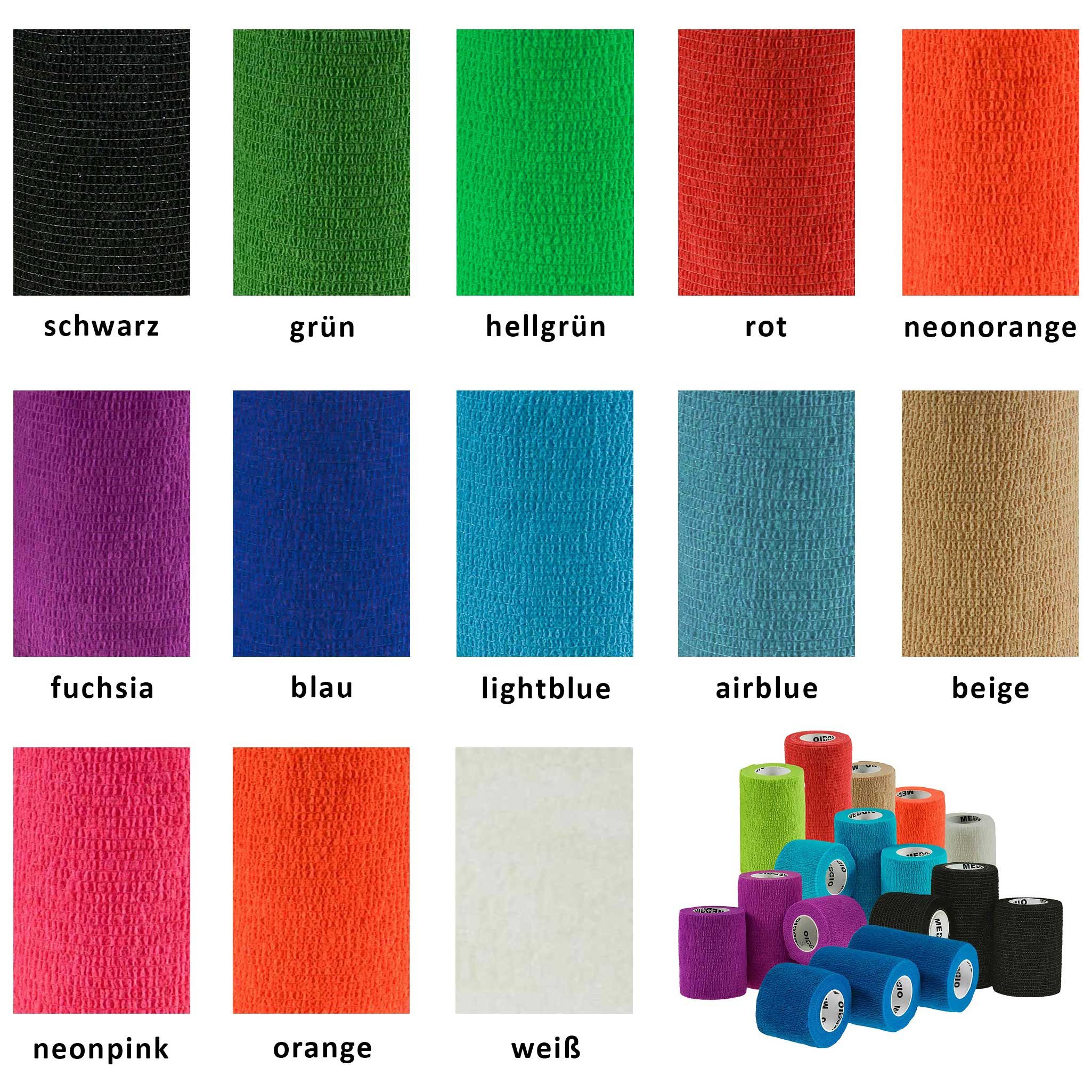 meDDio Pferdebandage 1/3/6 Haftbandagen Größe+Farbe wählbar - selbsthaftende Bandage, 1 Stück 10 cm schwarz