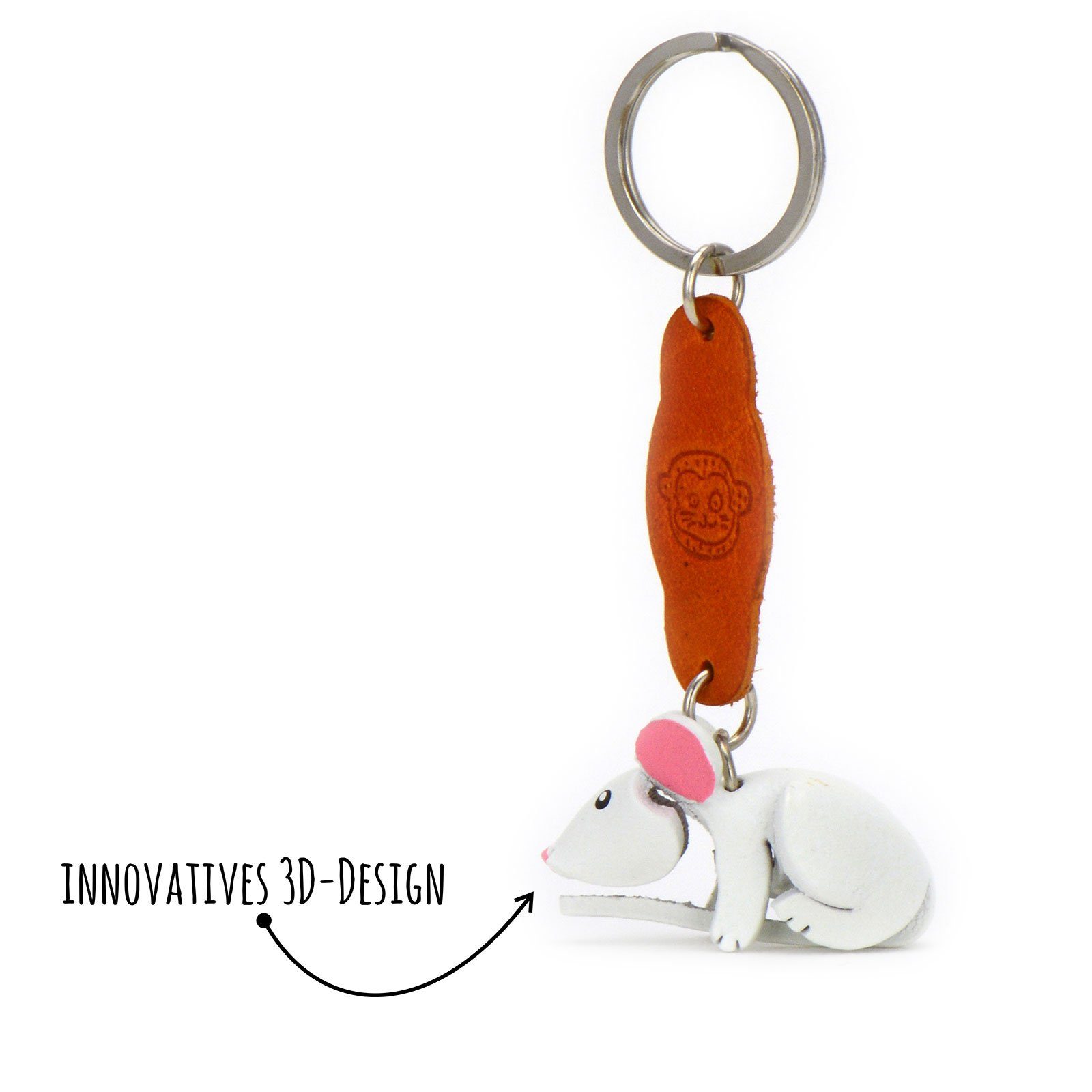 Kinder Accessoires Monkimau Schlüsselanhänger Maus Schlüsselanhänger Leder Tier Figur (Packung)