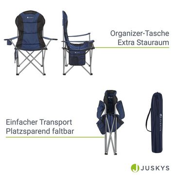 Juskys Campingstuhl Lido, leicht und stabil, bequeme Rückenlehne, mit Armlehnen