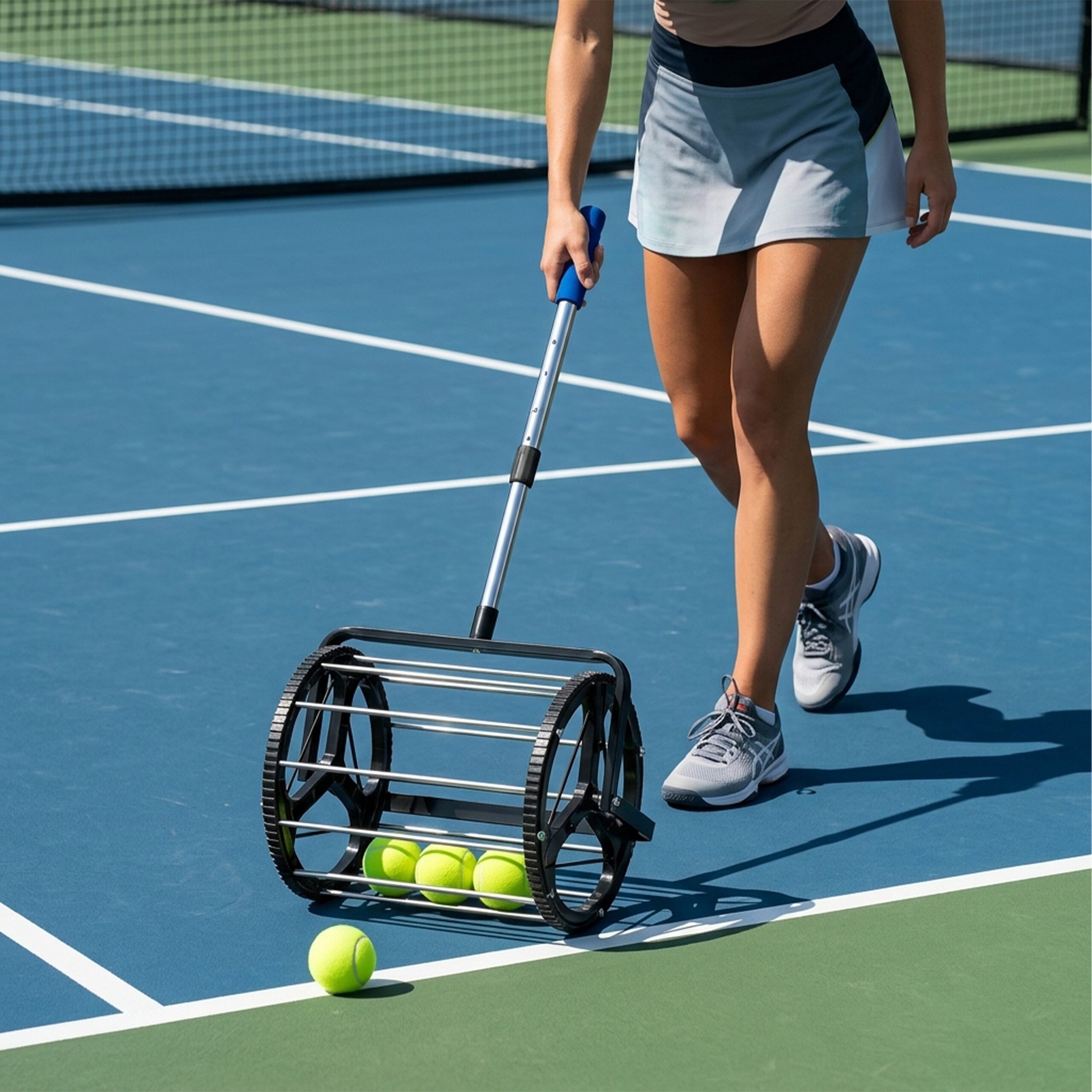 relaxdays Ballsammelröhre Tennisball Sammler Rollsammler