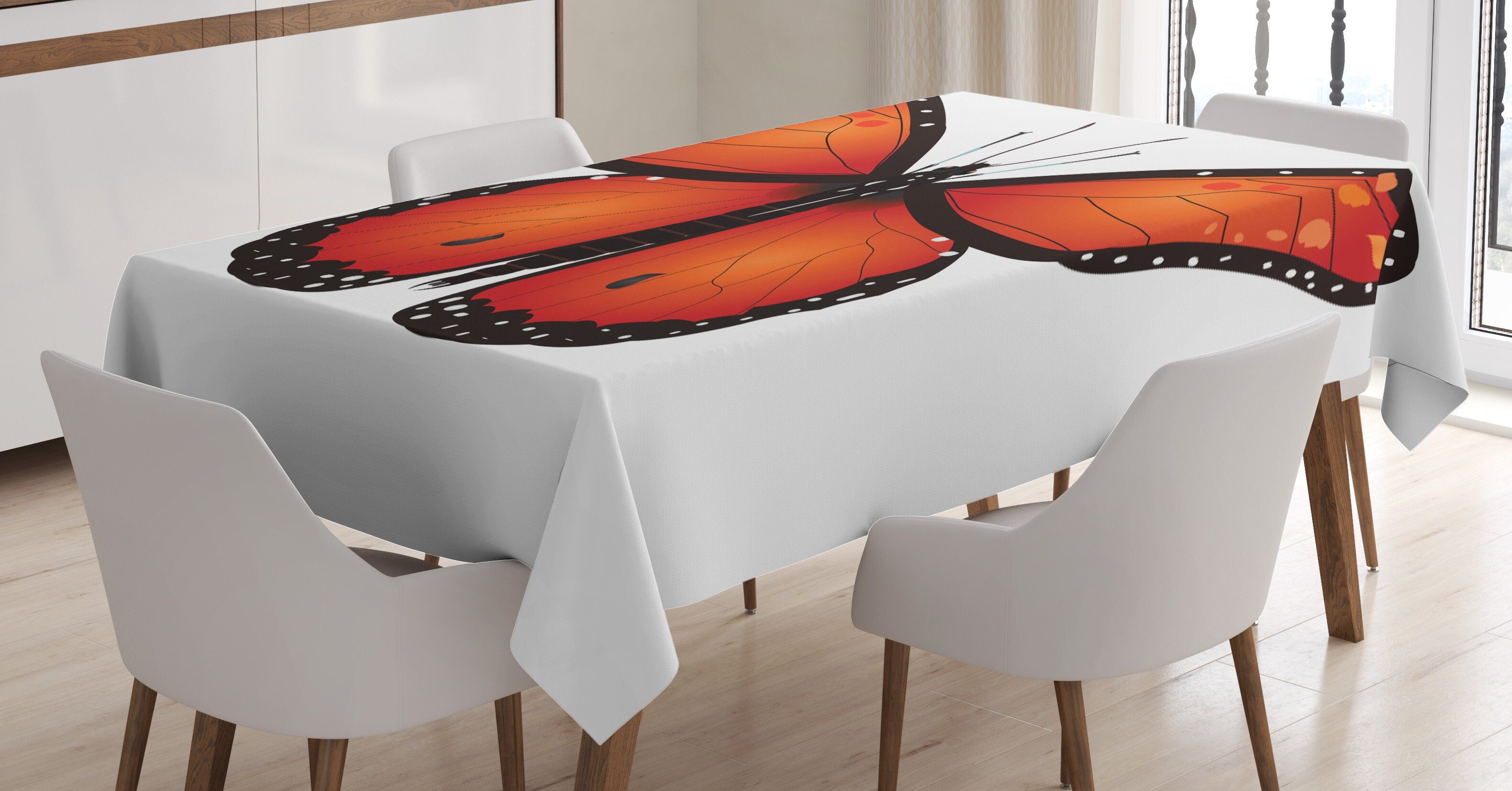 Abakuhaus Tischdecke Farbfest Orange Breed-Motte geeignet den Monarch Bereich Klare Für Farben, und Waschbar Schwarz Außen Big